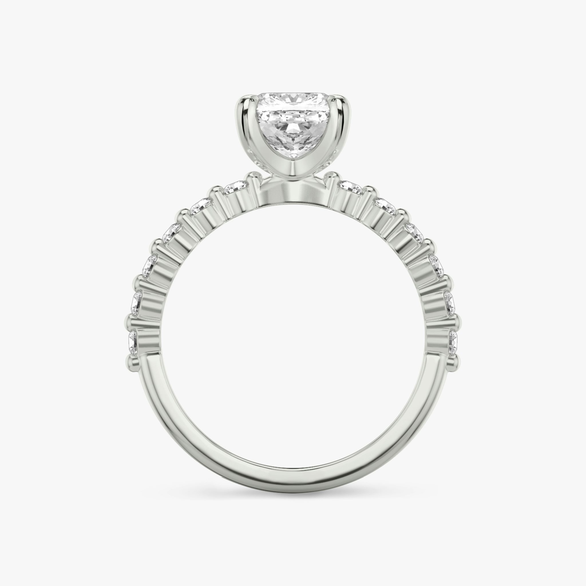 The Single Shared Prong | Cushion | 18k | White Gold | bandAccent: Plain | bandStoneStyle: original | diamondOrientation: vertical | caratWeight: other