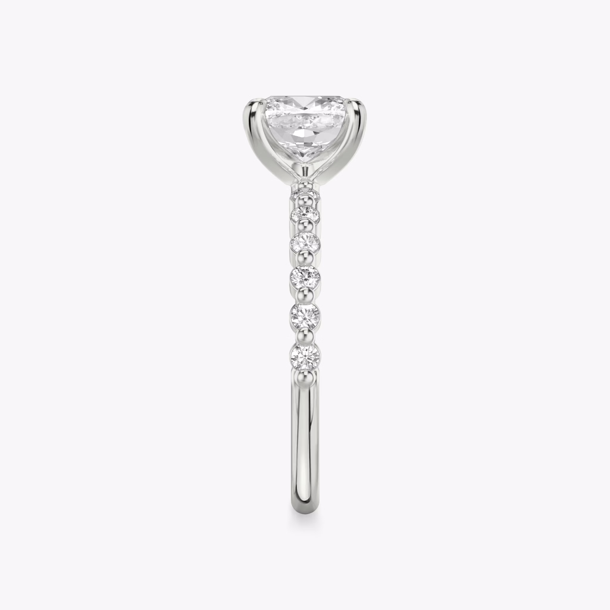 The Single Shared Prong | Cushion | 18k | White Gold | bandAccent: Plain | bandStoneStyle: original | diamondOrientation: vertical | caratWeight: other