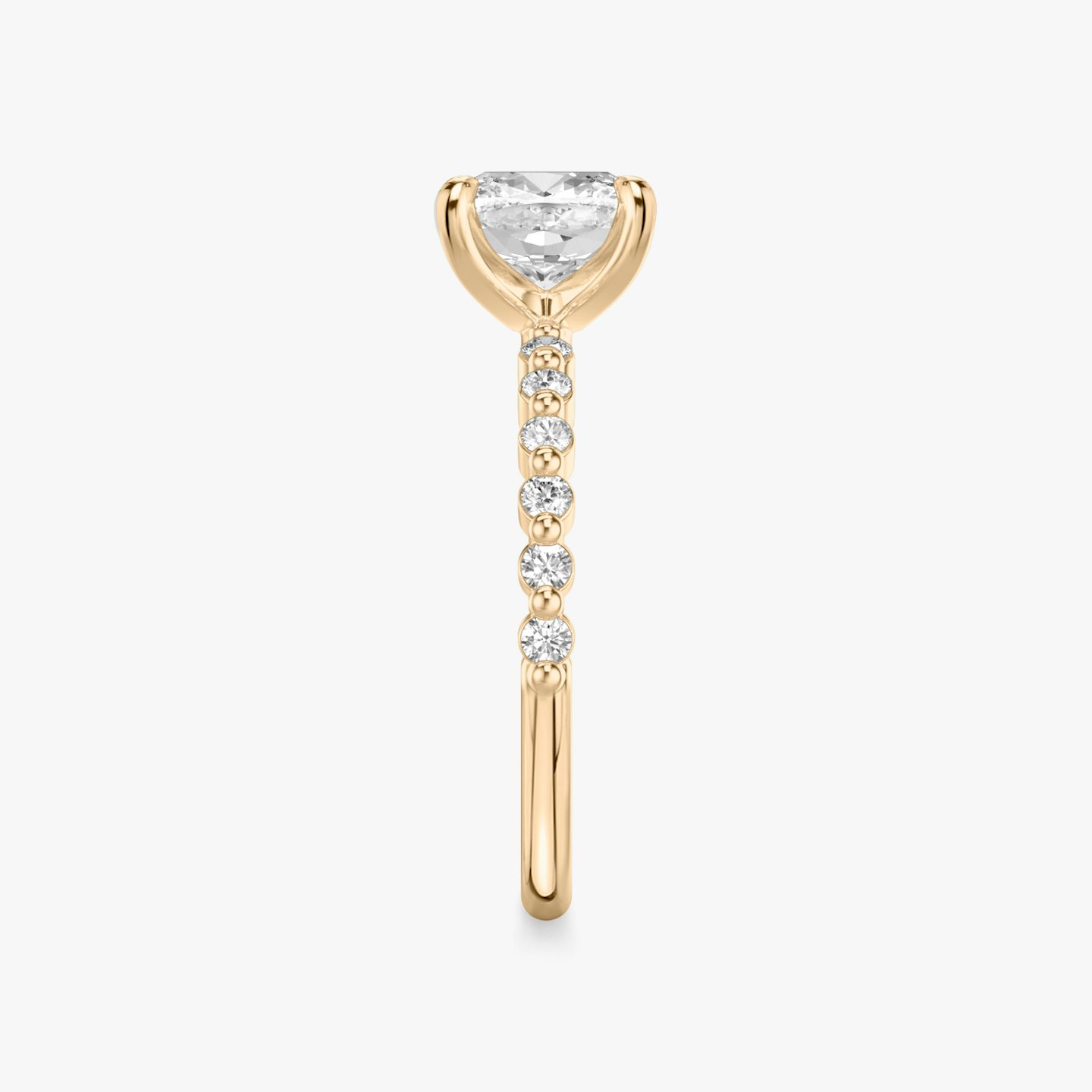 The Single Shared Prong | Cushion | 14k | Rose Gold | bandAccent: Plain | bandStoneStyle: original | diamondOrientation: vertical | caratWeight: other