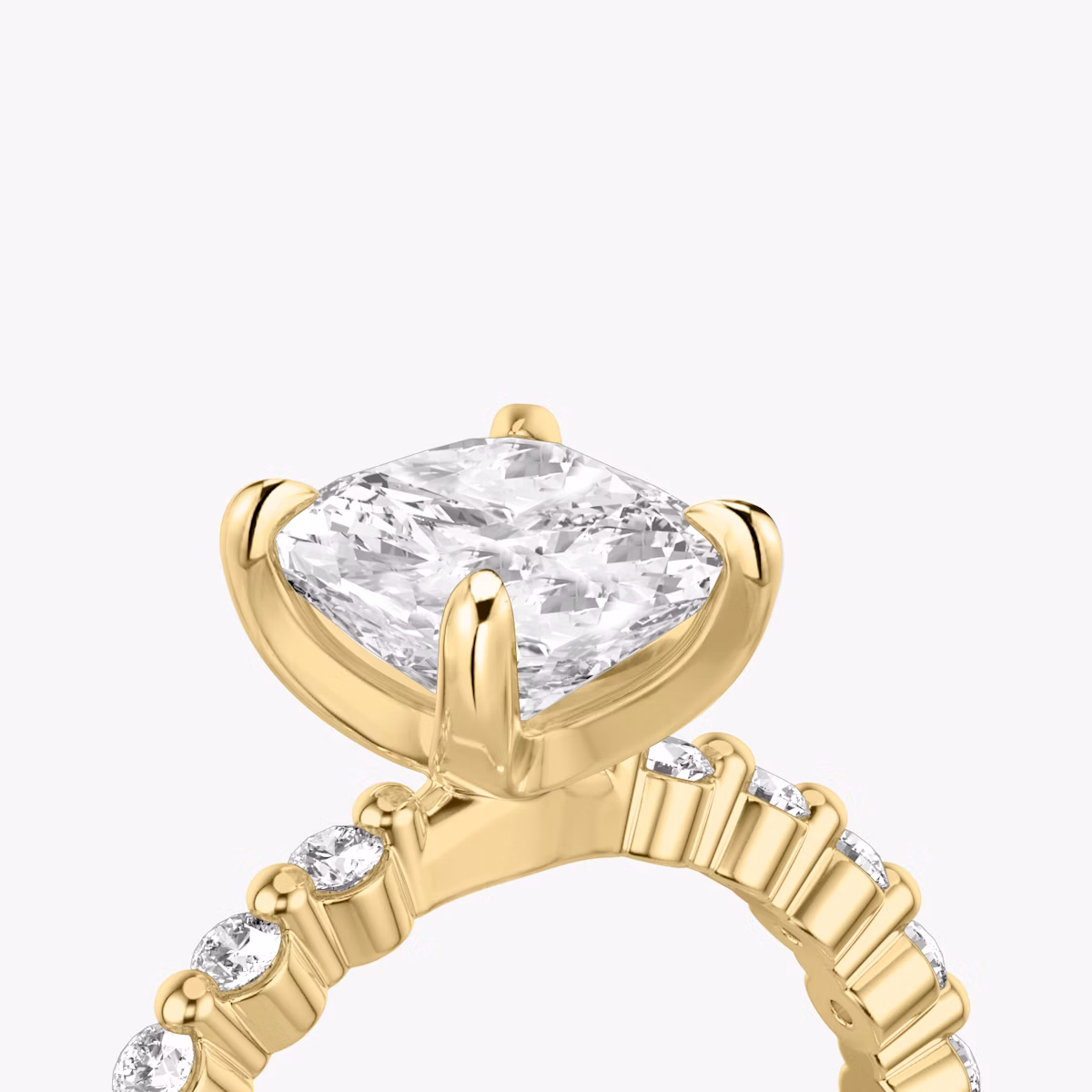 The Single Shared Prong | Cushion | 18k | Yellow Gold | bandAccent: Plain | bandStoneStyle: original | diamondOrientation: vertical | caratWeight: other