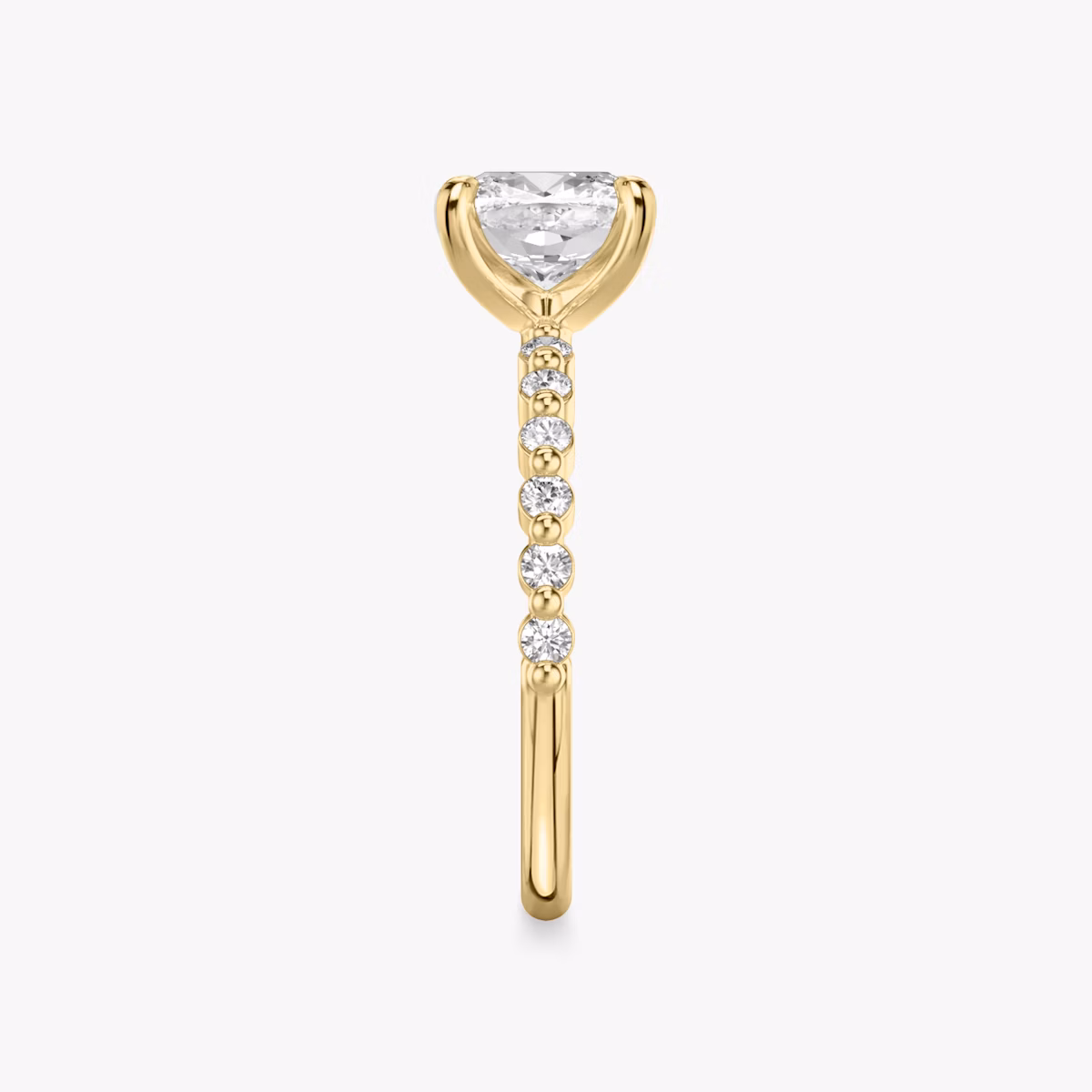 The Single Shared Prong | Cushion | 18k | Yellow Gold | bandAccent: Plain | bandStoneStyle: original | diamondOrientation: vertical | caratWeight: other
