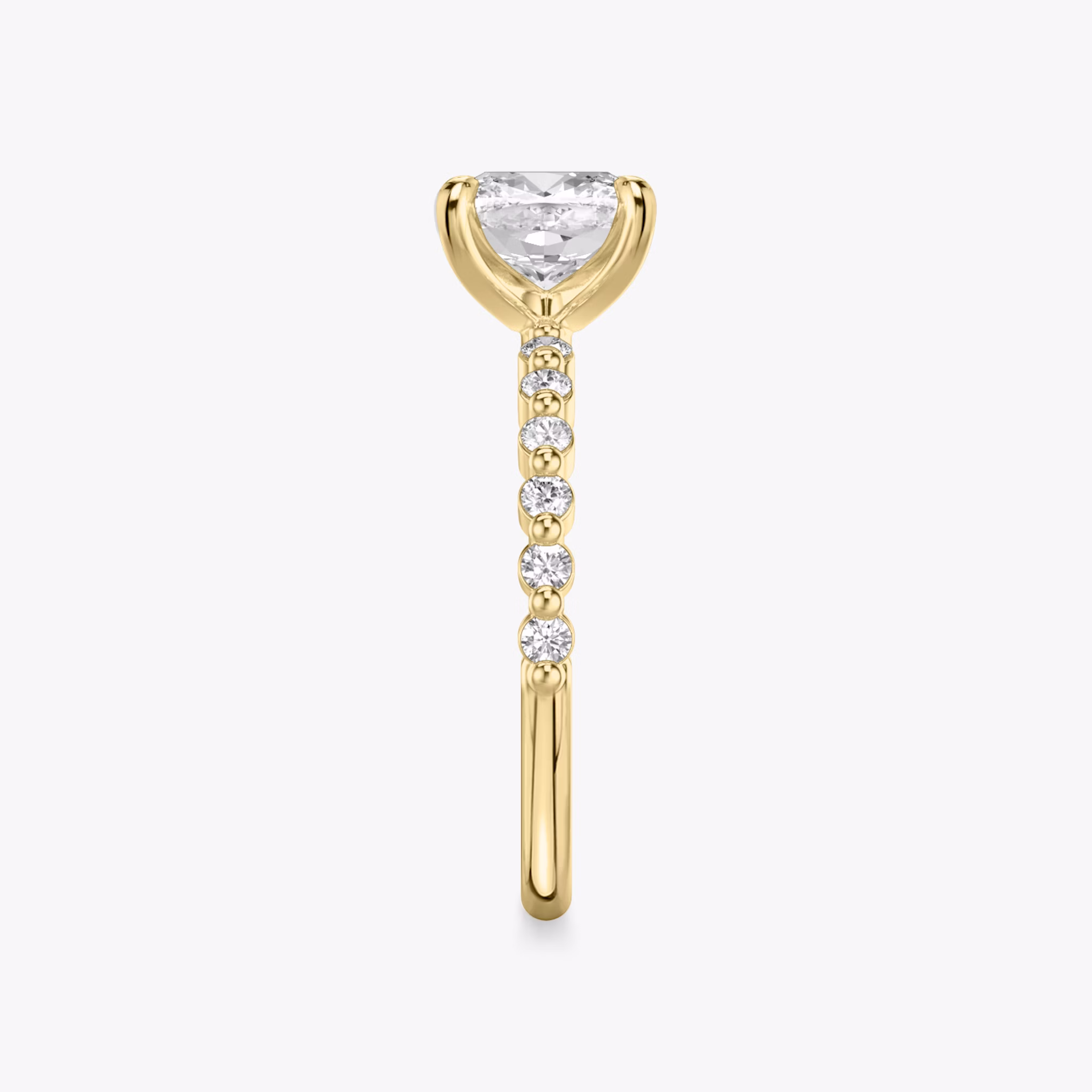 The Single Shared Prong | Cushion | 18k | Yellow Gold | bandAccent: Plain | bandStoneStyle: original | diamondOrientation: vertical | caratWeight: other