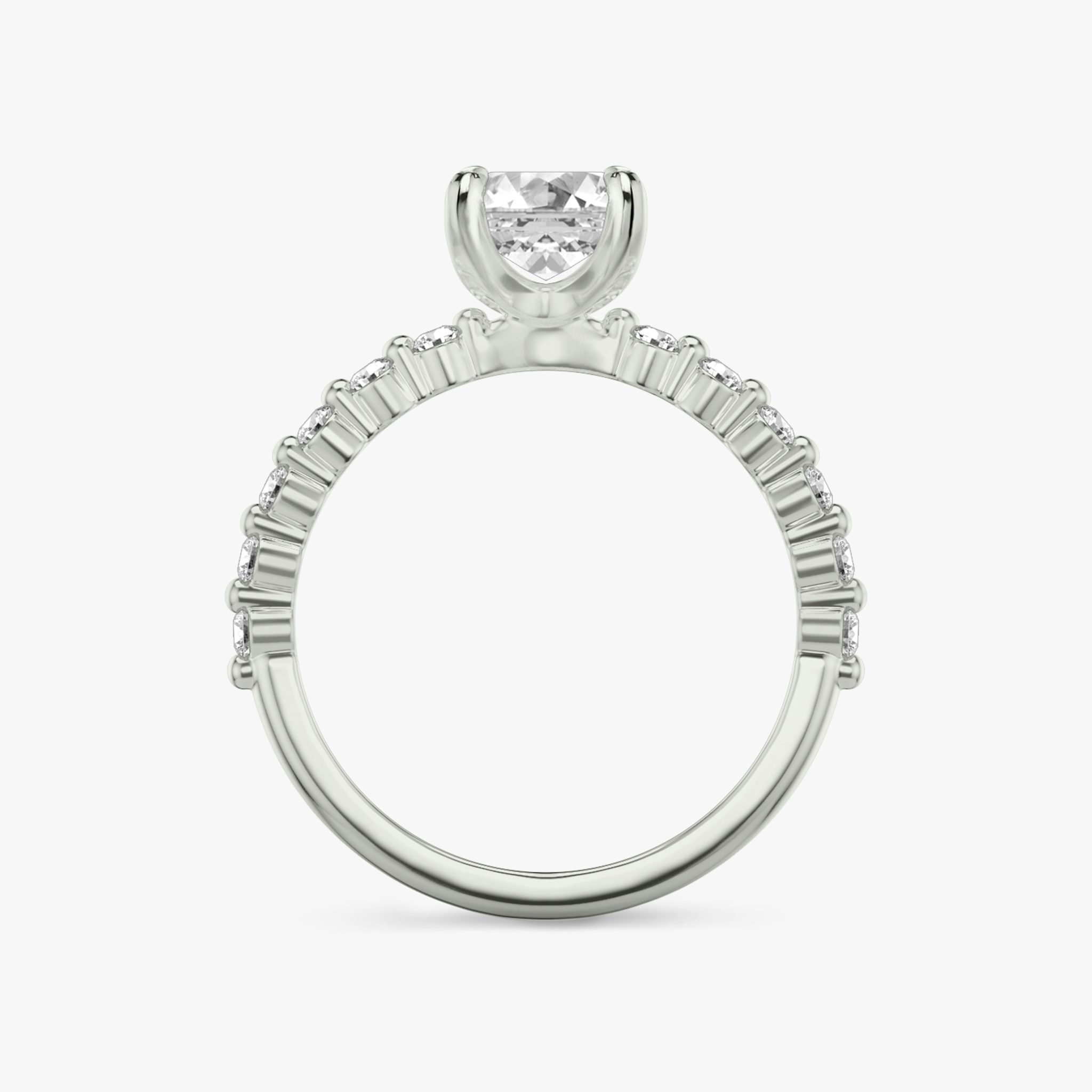 The Single Shared Prong | Emerald | Platinum | bandAccent: Plain | bandStoneStyle: original | diamondOrientation: vertical | caratWeight: other