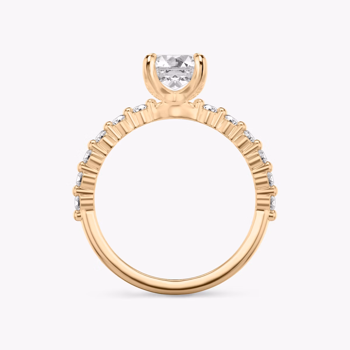The Single Shared Prong | Emerald | 14k | Rose Gold | bandAccent: Plain | bandStoneStyle: original | diamondOrientation: vertical | caratWeight: other