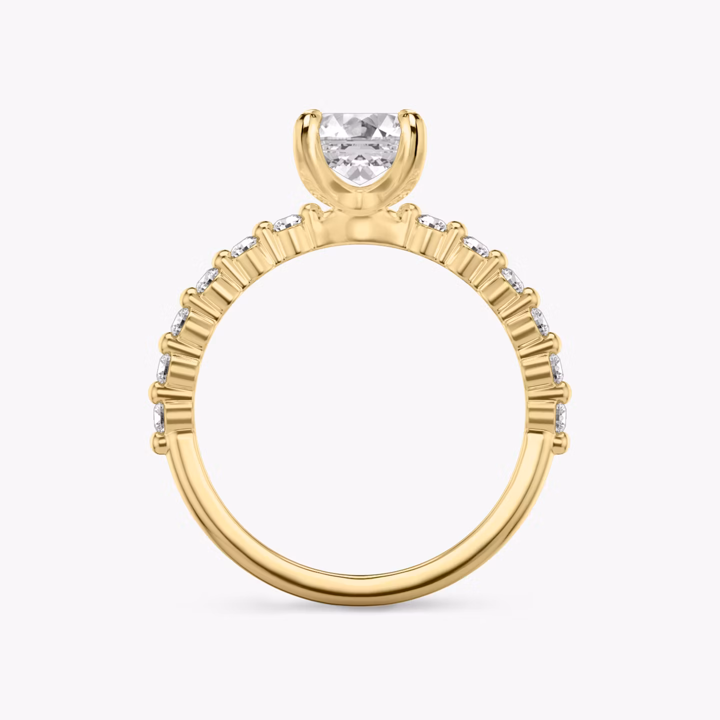 The Single Shared Prong | Emerald | 18k | Yellow Gold | bandAccent: Plain | bandStoneStyle: original | diamondOrientation: vertical | caratWeight: other