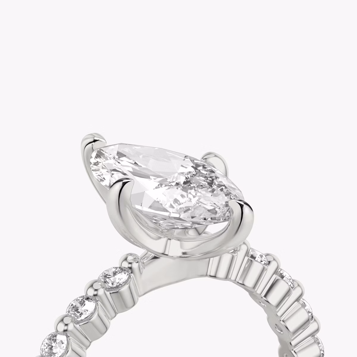 The Single Shared Prong | Marquise | 18k | White Gold | bandAccent: Plain | bandStoneStyle: original | diamondOrientation: vertical | caratWeight: other
