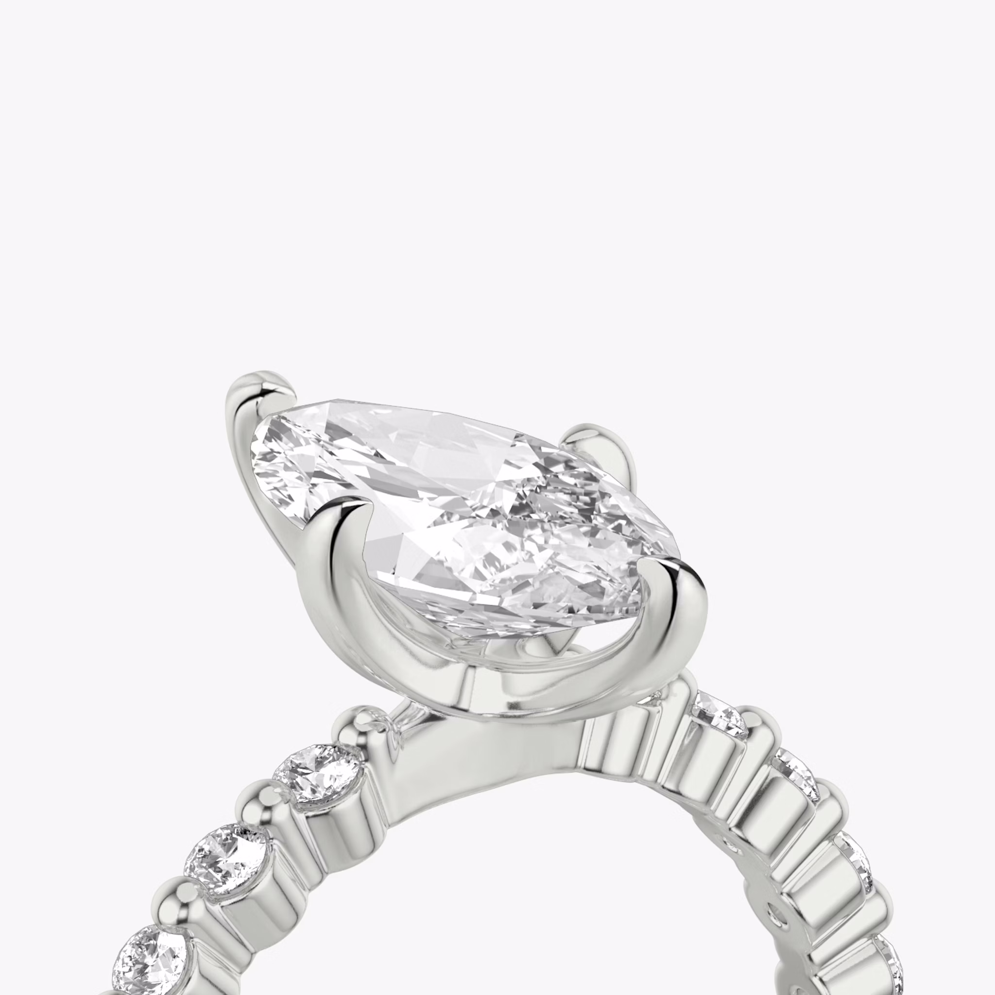 The Single Shared Prong | Marquise | 18k | White Gold | bandAccent: Plain | bandStoneStyle: original | diamondOrientation: vertical | caratWeight: other
