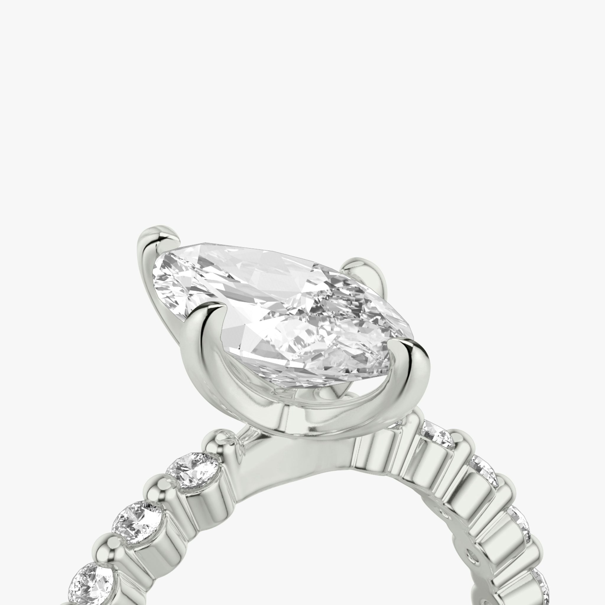 The Single Shared Prong | Marquise | 18k | White Gold | bandAccent: Plain | bandStoneStyle: original | diamondOrientation: vertical | caratWeight: other