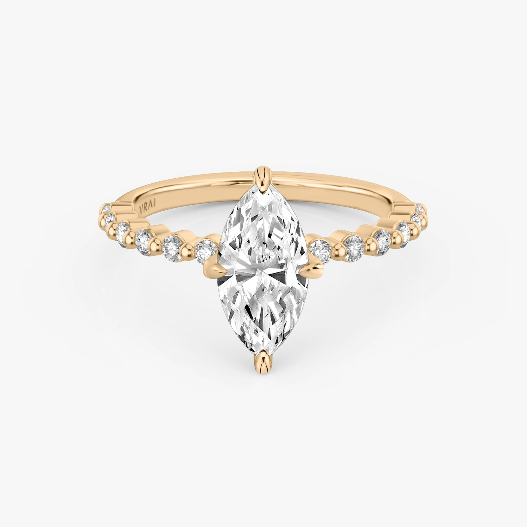 The Single Shared Prong | Marquise | 14k | Rose Gold | bandAccent: Plain | bandStoneStyle: original | diamondOrientation: vertical | caratWeight: other