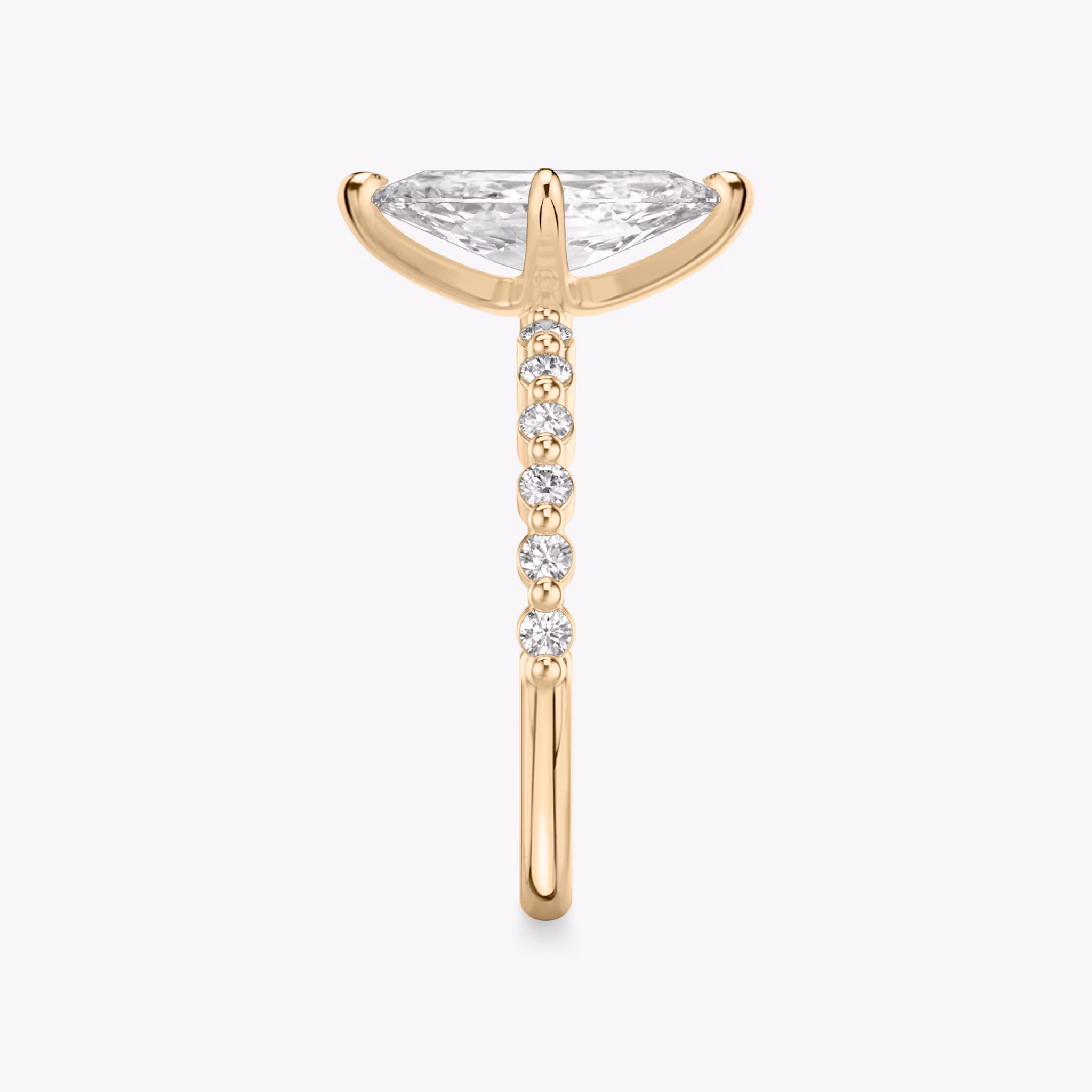 The Single Shared Prong | Marquise | 14k | Rose Gold | bandAccent: Plain | bandStoneStyle: original | diamondOrientation: vertical | caratWeight: other