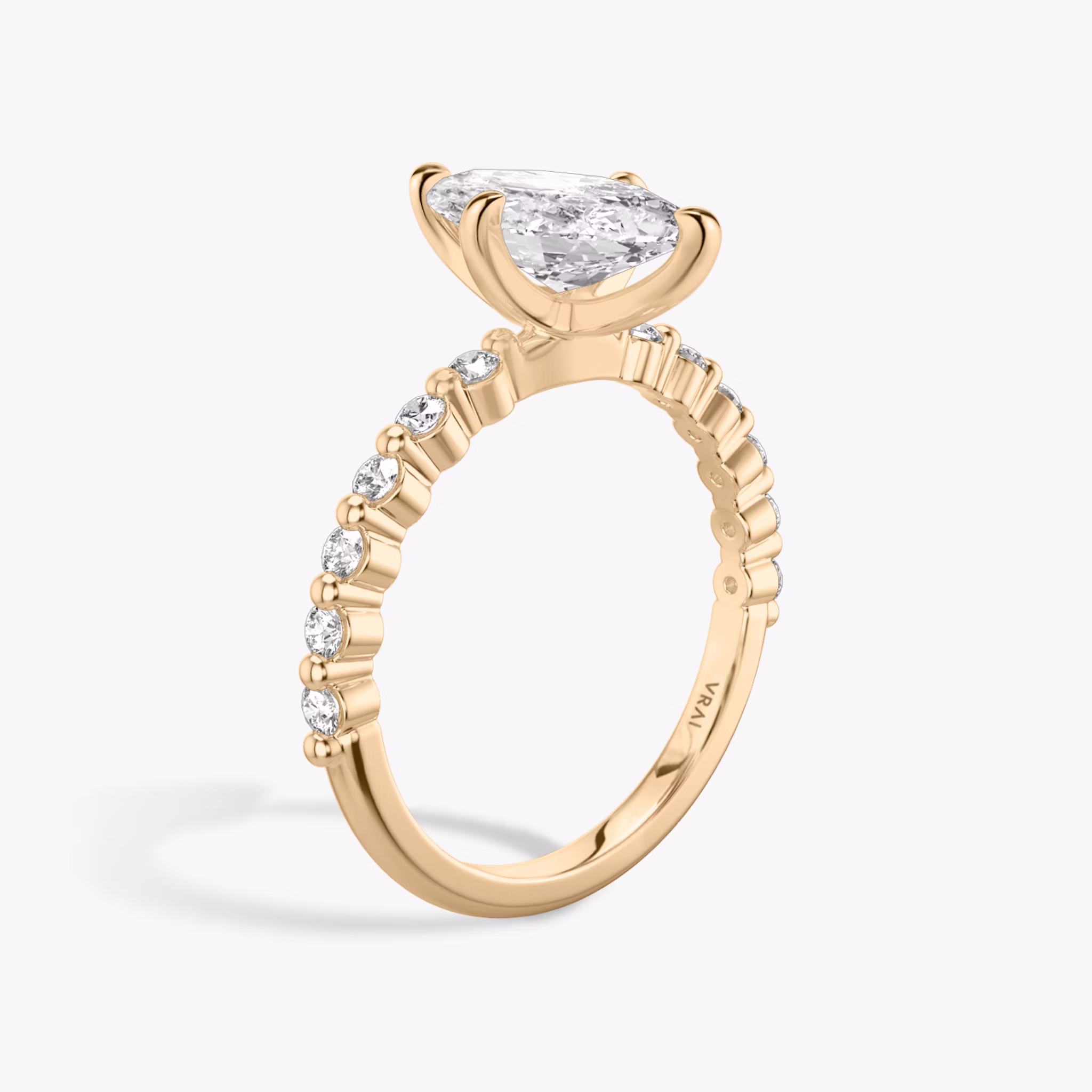 The Single Shared Prong | Marquise | 14k | Rose Gold | bandAccent: Plain | bandStoneStyle: original | diamondOrientation: vertical | caratWeight: other