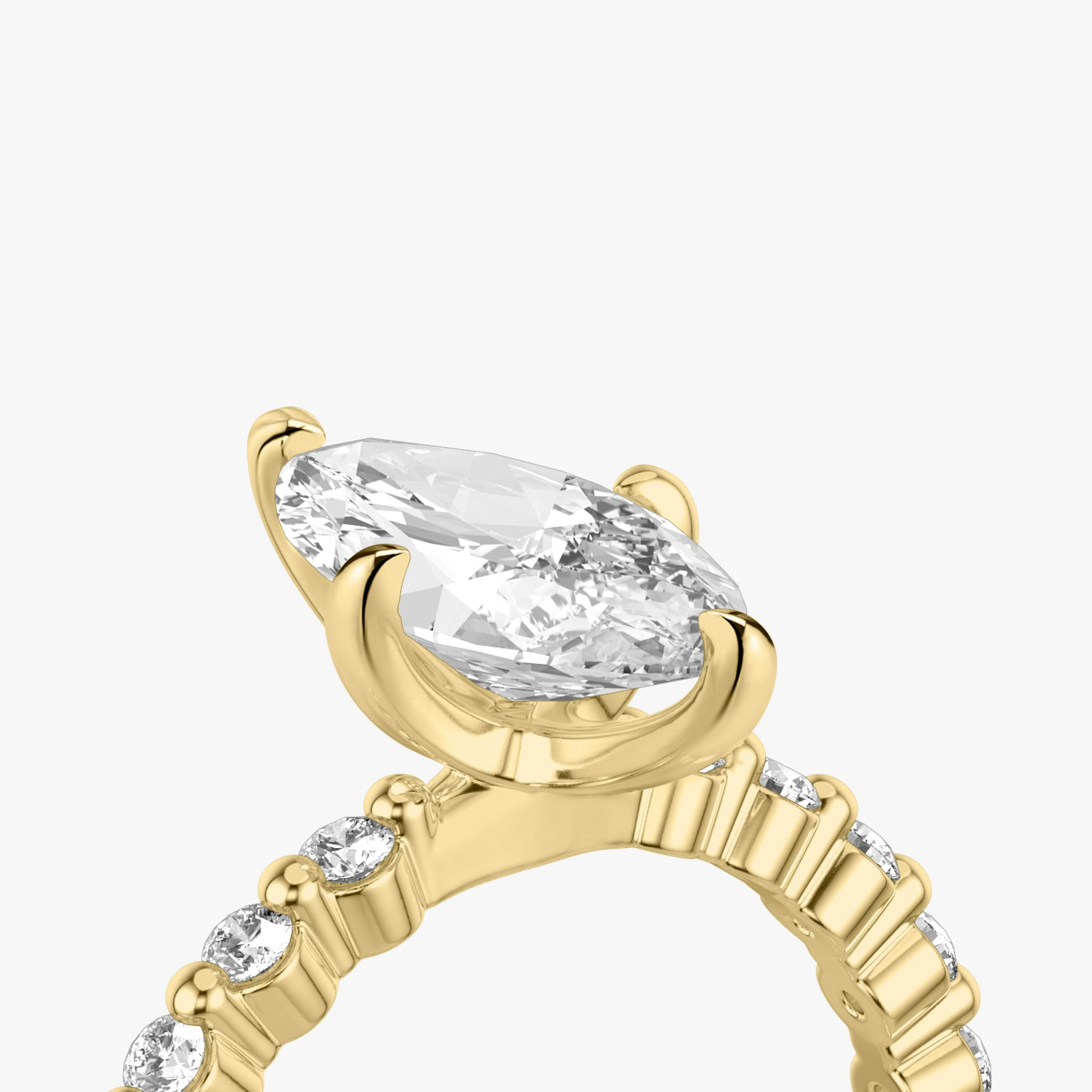 The Single Shared Prong | Marquise | 18k | Yellow Gold | bandAccent: Plain | bandStoneStyle: original | diamondOrientation: vertical | caratWeight: other
