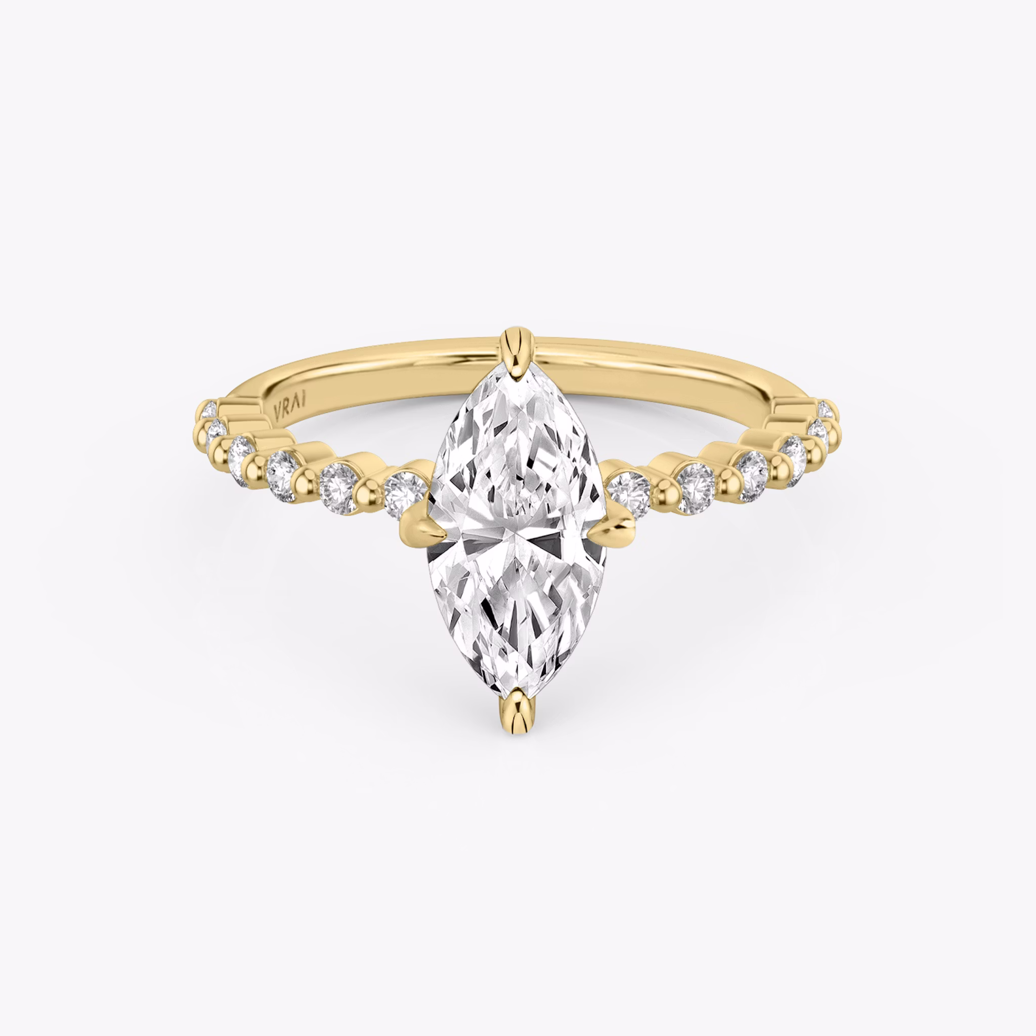 The Single Shared Prong | Marquise | 18k | Yellow Gold | bandAccent: Plain | bandStoneStyle: original | diamondOrientation: vertical | caratWeight: other