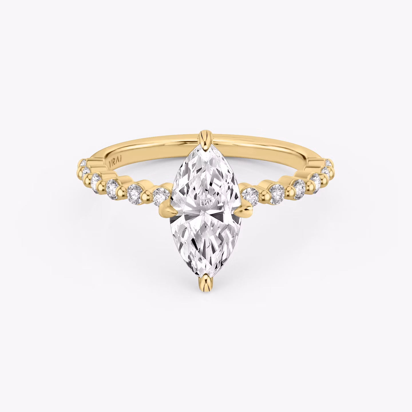 The Single Shared Prong | Marquise | 18k | Yellow Gold | bandAccent: Plain | bandStoneStyle: original | diamondOrientation: vertical | caratWeight: other