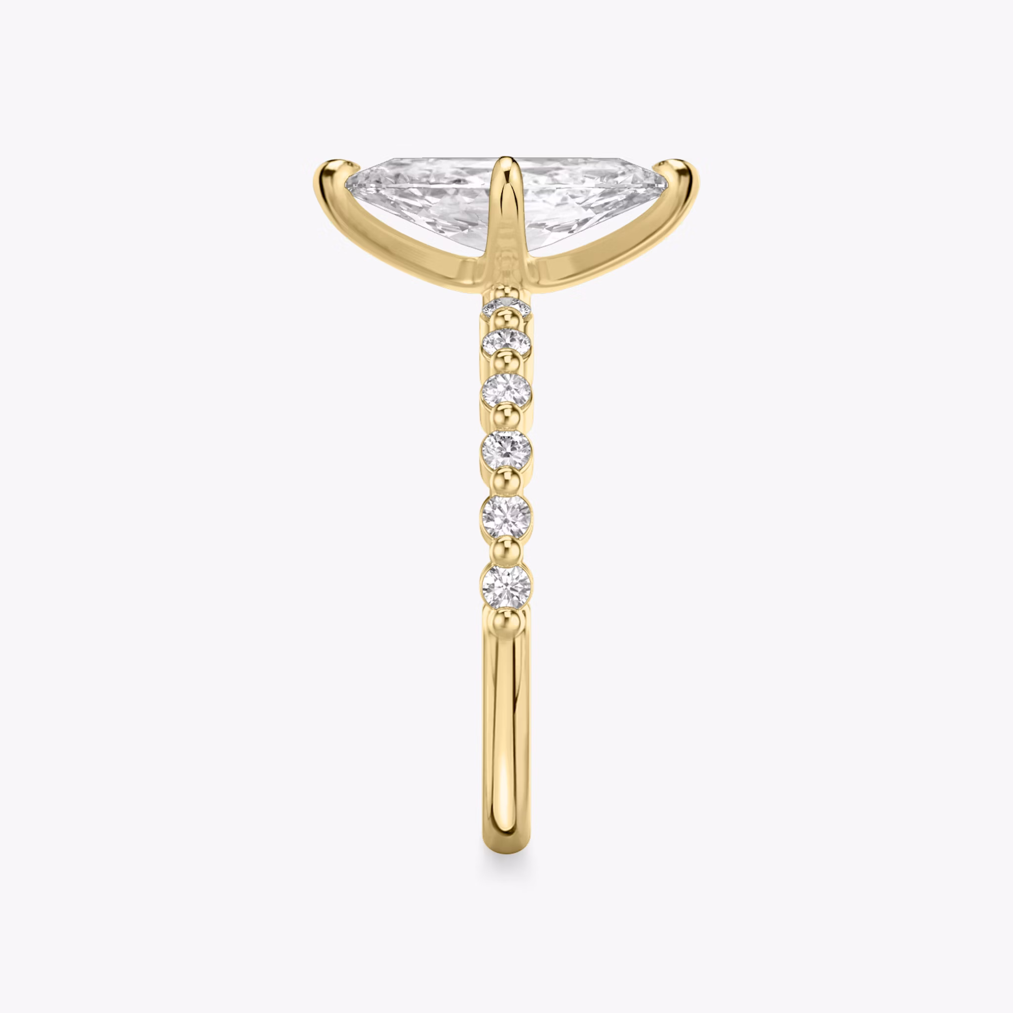 The Single Shared Prong | Marquise | 18k | Yellow Gold | bandAccent: Plain | bandStoneStyle: original | diamondOrientation: vertical | caratWeight: other