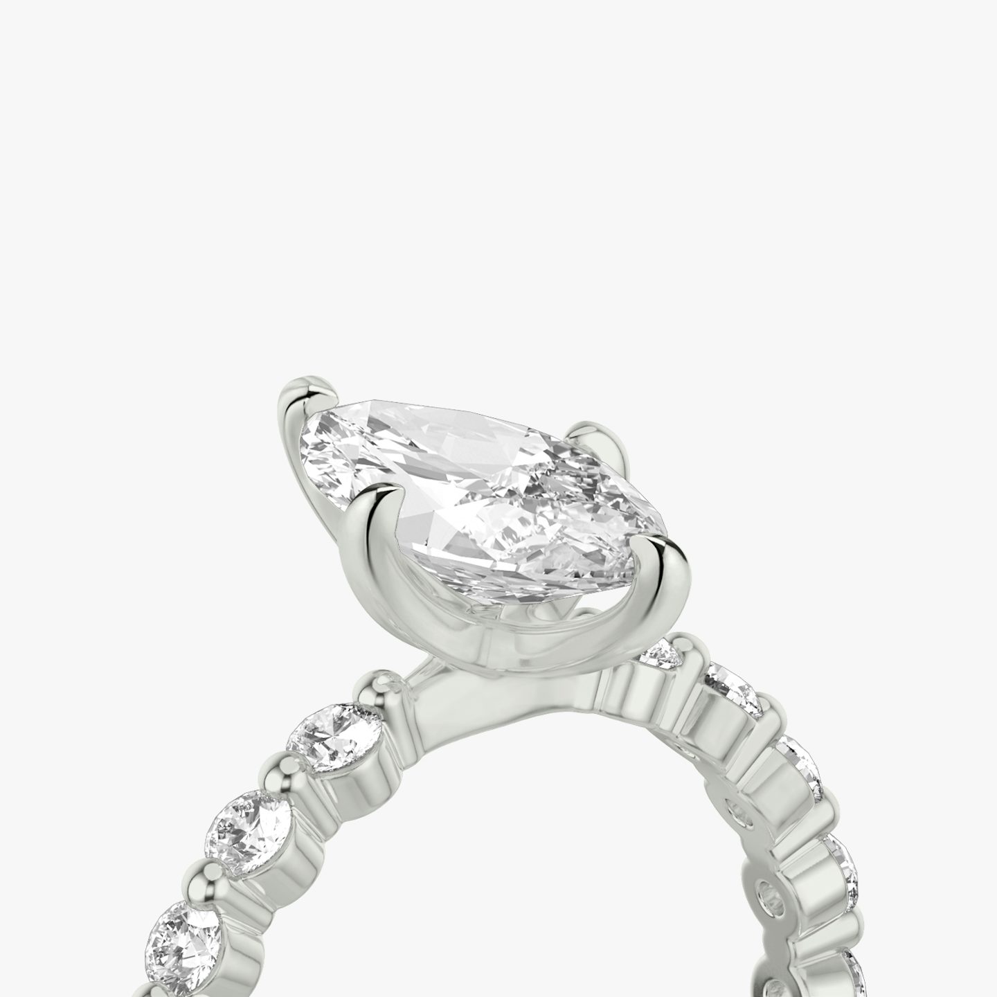 The Single Shared Prong | Marquise | 18k | White Gold | bandAccent: Plain | bandStoneStyle: large | diamondOrientation: vertical | caratWeight: other