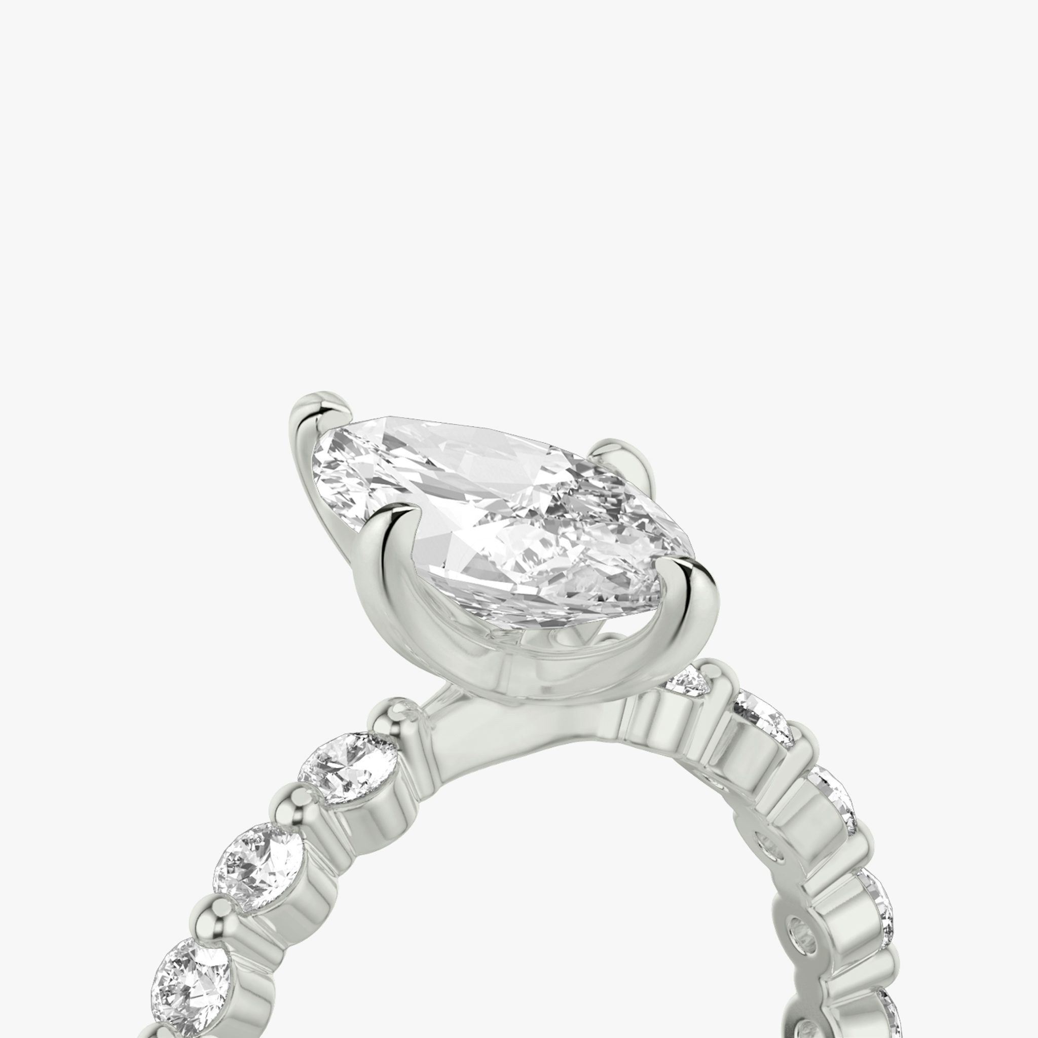 The Single Shared Prong | Marquise | 18k | White Gold | bandAccent: Plain | bandStoneStyle: large | diamondOrientation: vertical | caratWeight: other