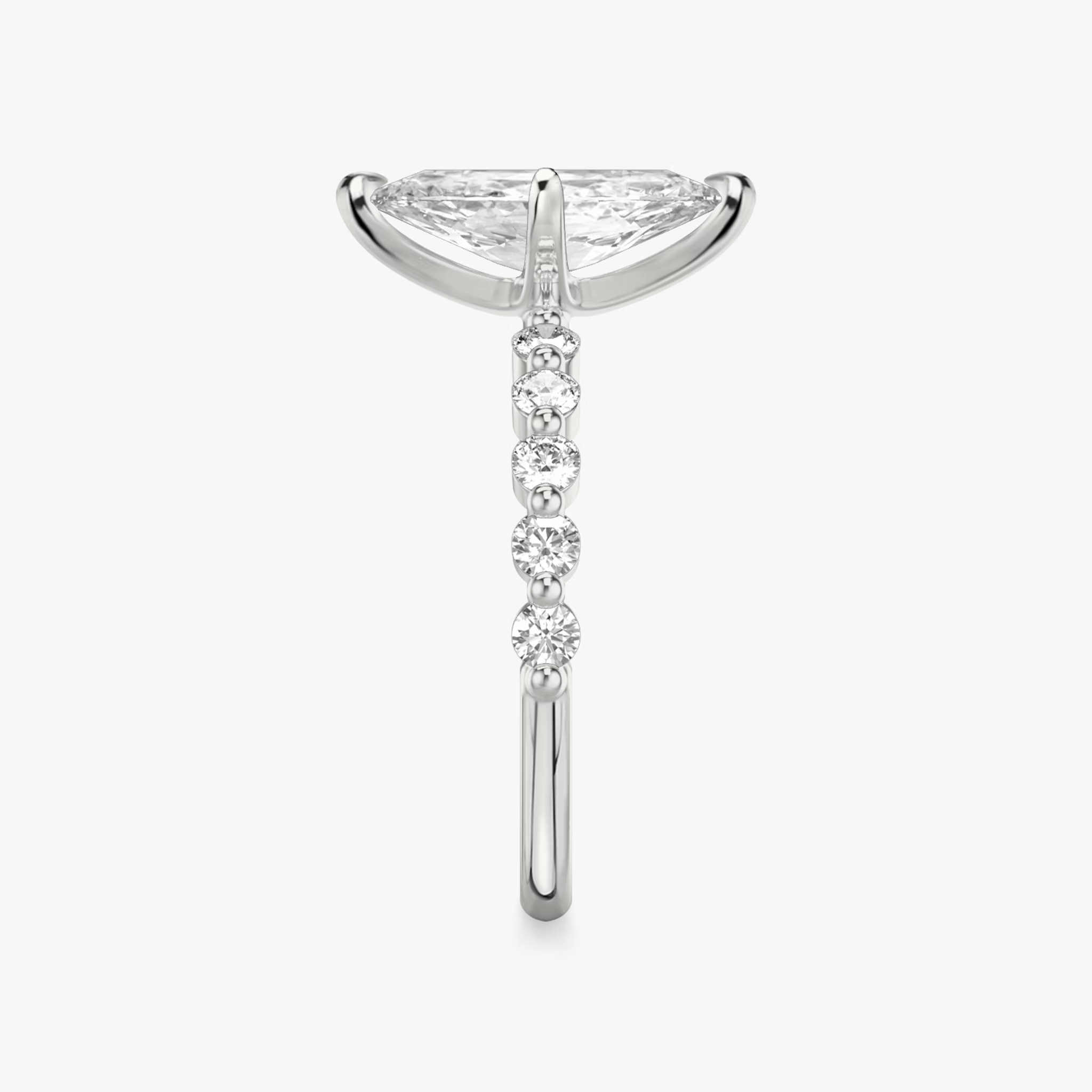 The Single Shared Prong | Marquise | 18k | White Gold | bandAccent: Plain | bandStoneStyle: large | diamondOrientation: vertical | caratWeight: other