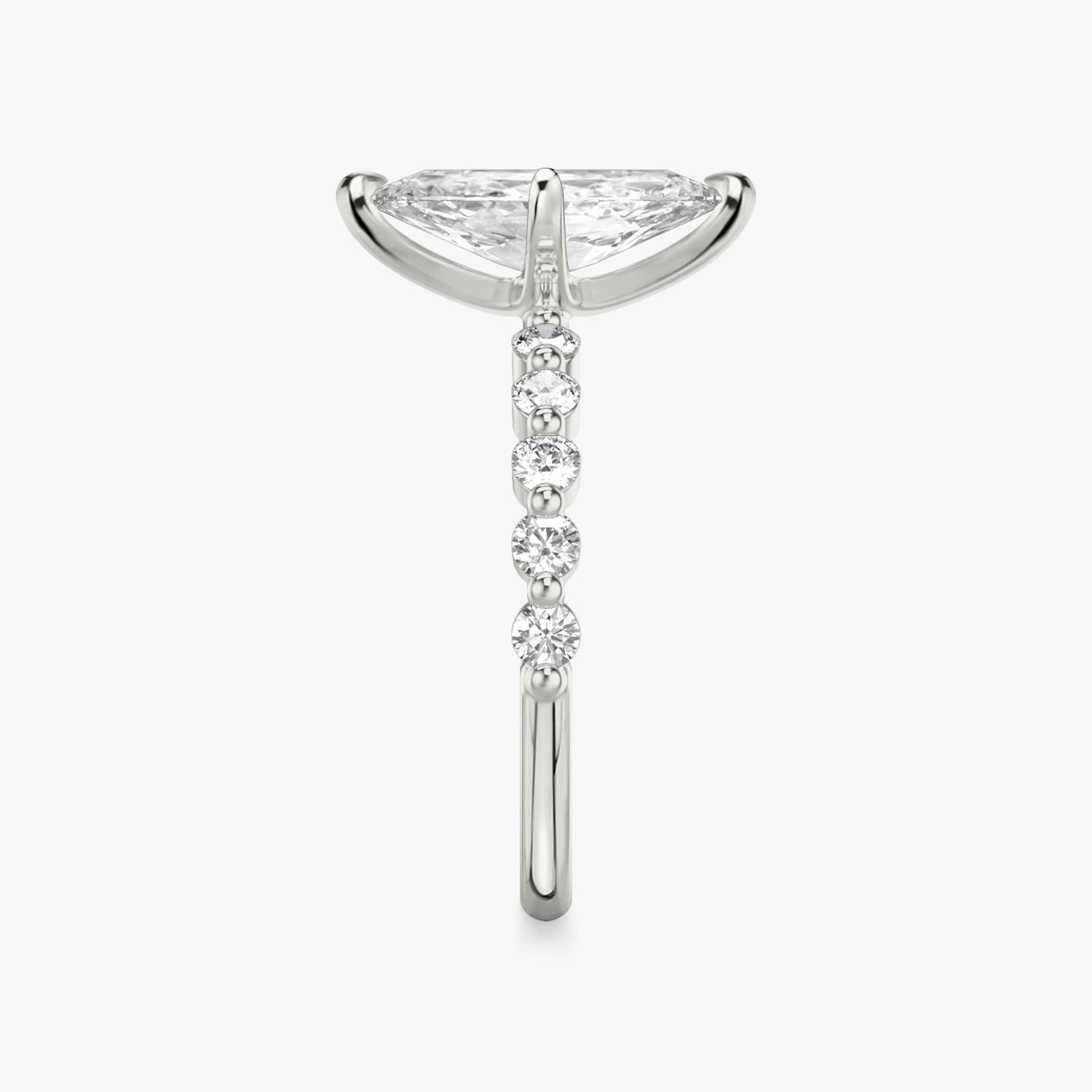 The Single Shared Prong | Marquise | 18k | White Gold | bandAccent: Plain | bandStoneStyle: large | diamondOrientation: vertical | caratWeight: other