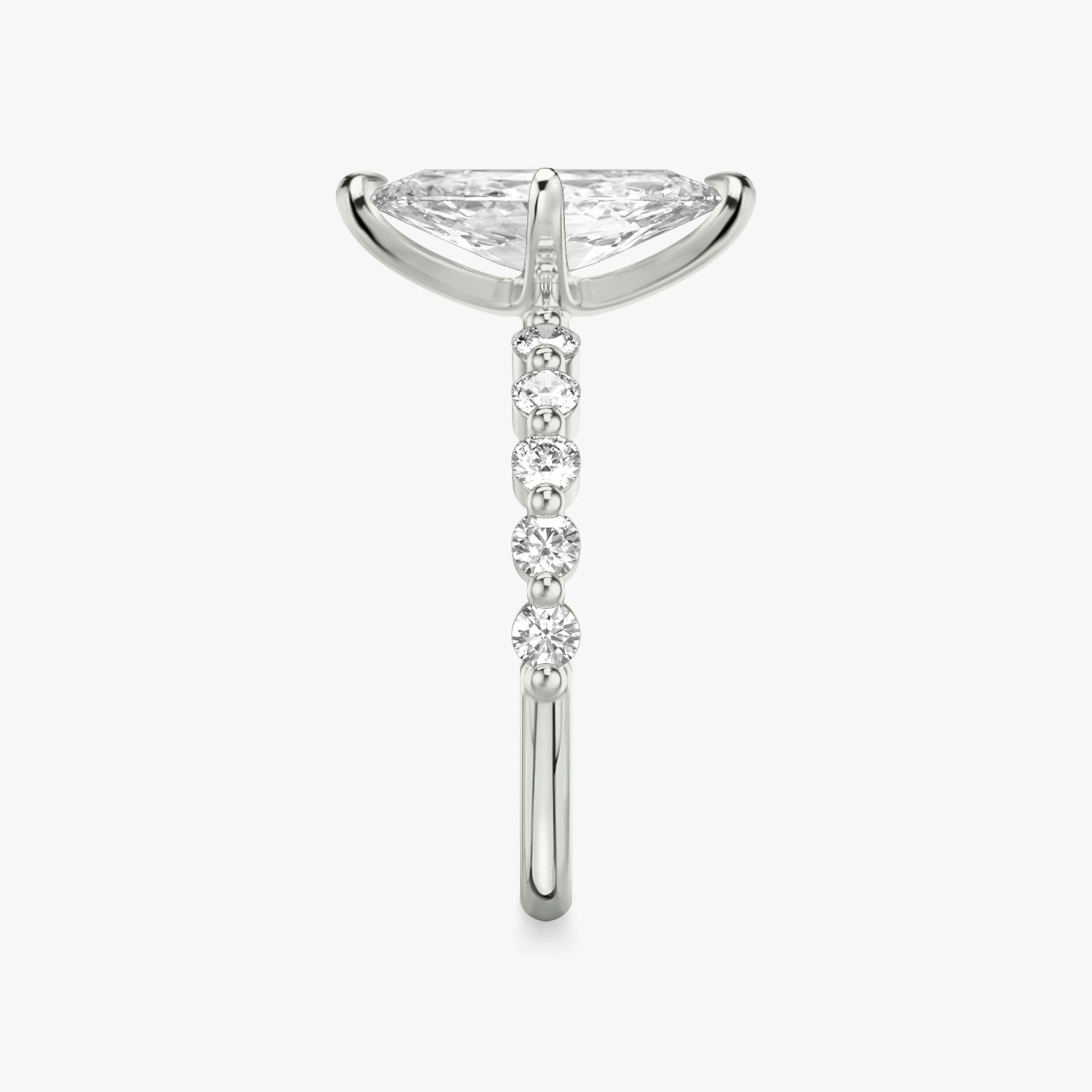 The Single Shared Prong | Marquise | 18k | White Gold | bandAccent: Plain | bandStoneStyle: large | diamondOrientation: vertical | caratWeight: other