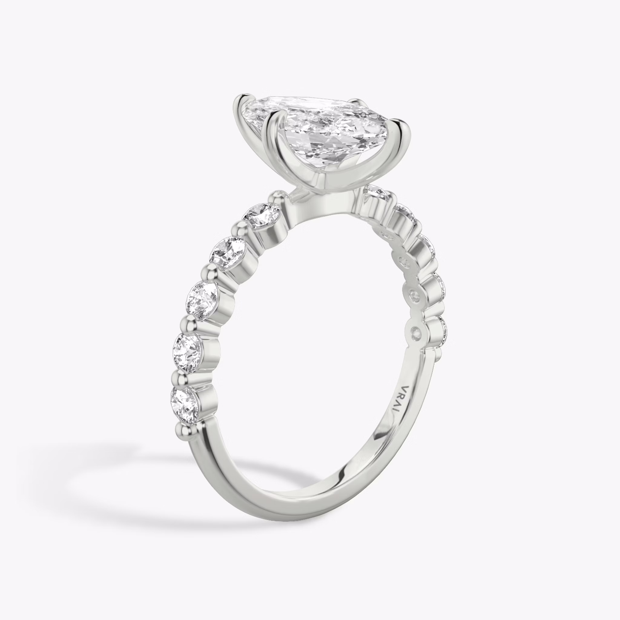 The Single Shared Prong | Marquise | 18k | White Gold | bandAccent: Plain | bandStoneStyle: large | diamondOrientation: vertical | caratWeight: other