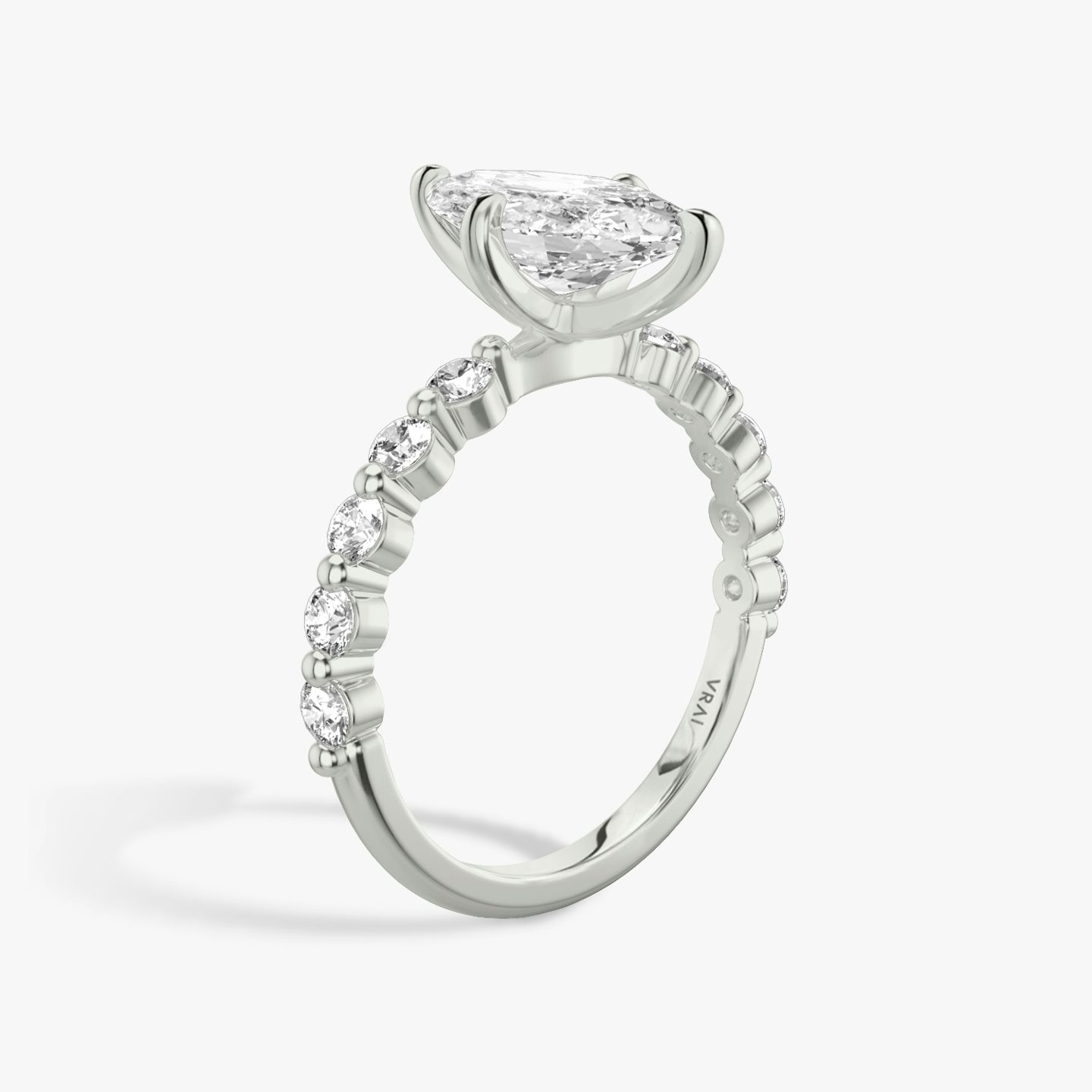 The Single Shared Prong | Marquise | 18k | White Gold | bandAccent: Plain | bandStoneStyle: large | diamondOrientation: vertical | caratWeight: other