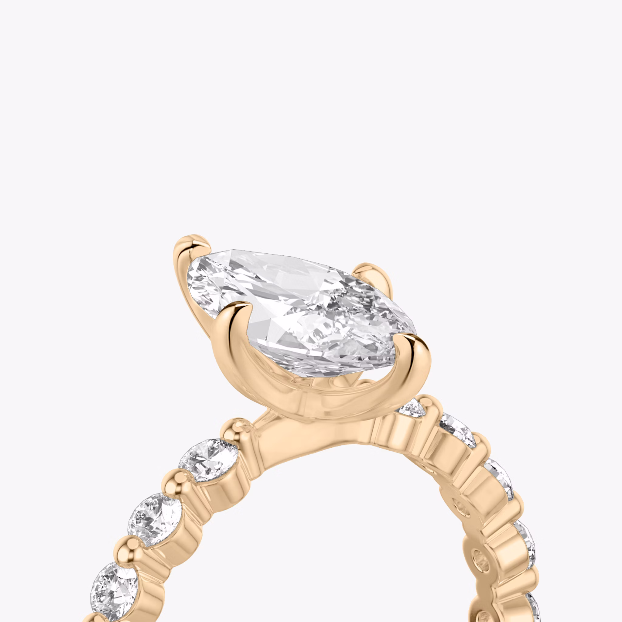 The Single Shared Prong | Marquise | 14k | Rose Gold | bandAccent: Plain | bandStoneStyle: large | diamondOrientation: vertical | caratWeight: other
