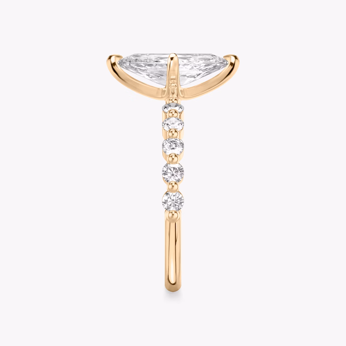 The Single Shared Prong | Marquise | 14k | Rose Gold | bandAccent: Plain | bandStoneStyle: large | diamondOrientation: vertical | caratWeight: other