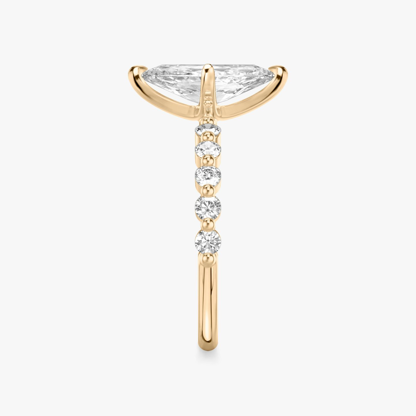 The Single Shared Prong | Marquise | 14k | Rose Gold | bandAccent: Plain | bandStoneStyle: large | diamondOrientation: vertical | caratWeight: other