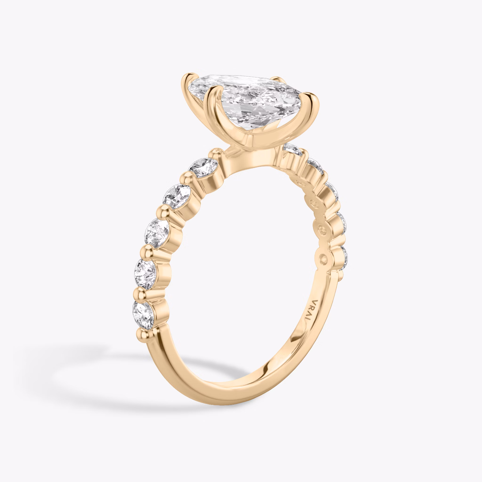 The Single Shared Prong | Marquise | 14k | Rose Gold | bandAccent: Plain | bandStoneStyle: large | diamondOrientation: vertical | caratWeight: other