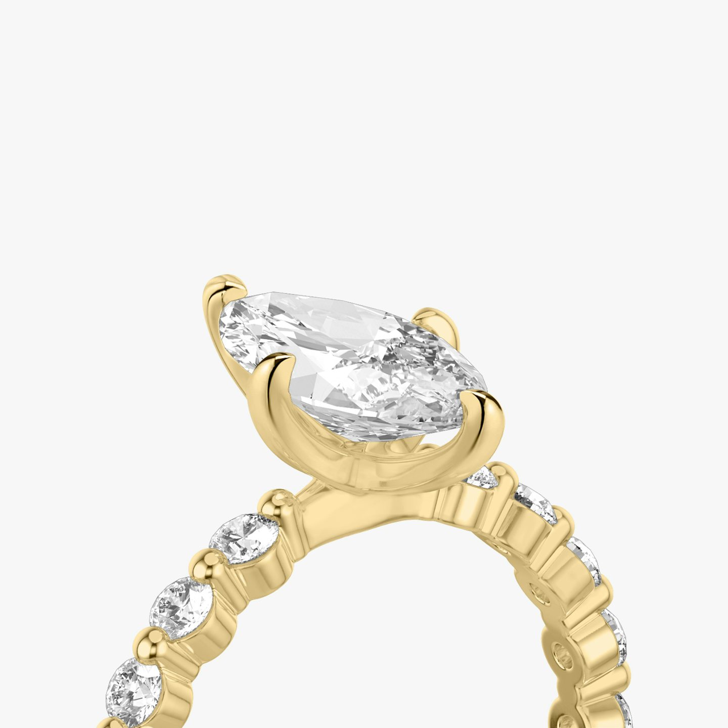 The Single Shared Prong | Marquise | 18k | Yellow Gold | bandAccent: Plain | bandStoneStyle: large | diamondOrientation: vertical | caratWeight: other