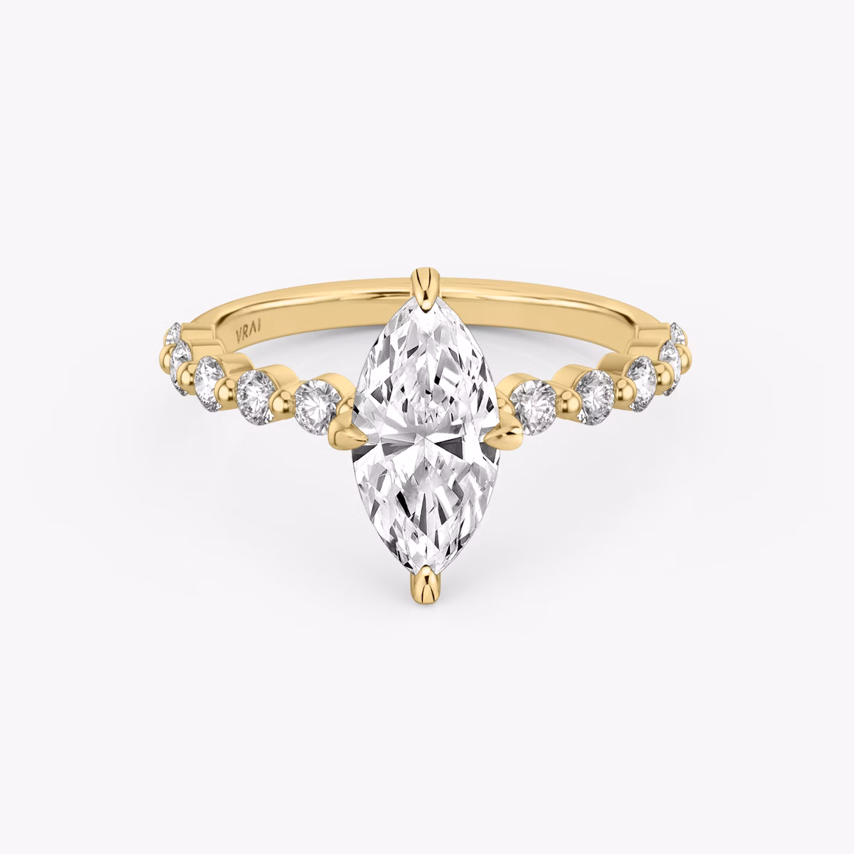 The Single Shared Prong | Marquise | 18k | Yellow Gold | bandAccent: Plain | bandStoneStyle: large | diamondOrientation: vertical | caratWeight: other