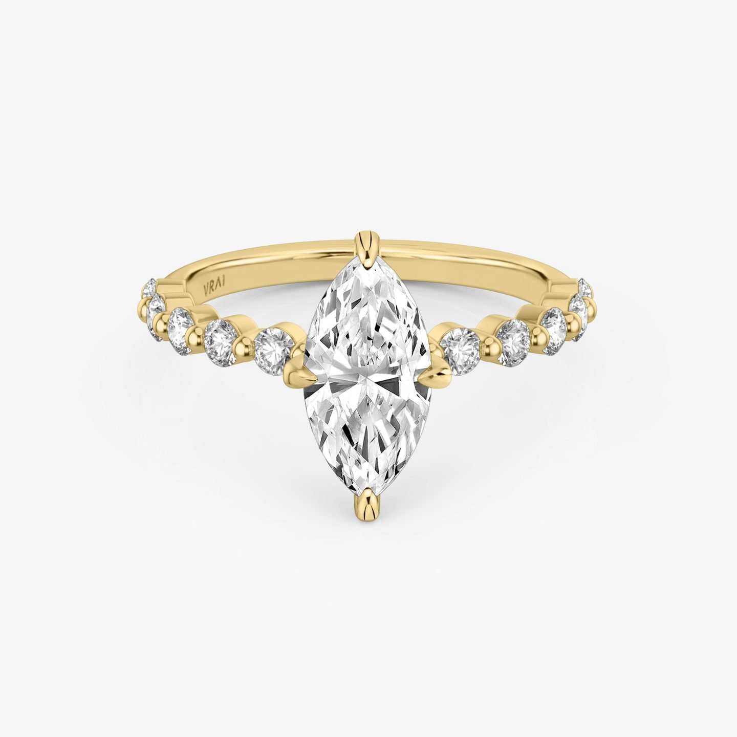 The Single Shared Prong | Marquise | 18k | Yellow Gold | bandAccent: Plain | bandStoneStyle: large | diamondOrientation: vertical | caratWeight: other