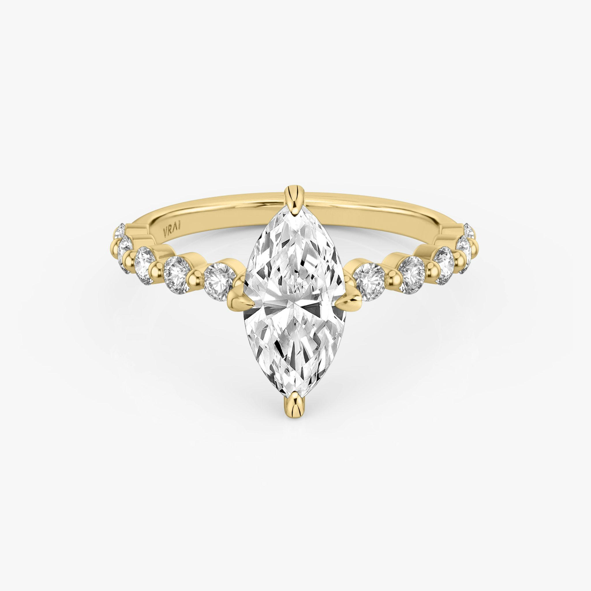 The Single Shared Prong | Marquise | 18k | Yellow Gold | bandAccent: Plain | bandStoneStyle: large | diamondOrientation: vertical | caratWeight: other
