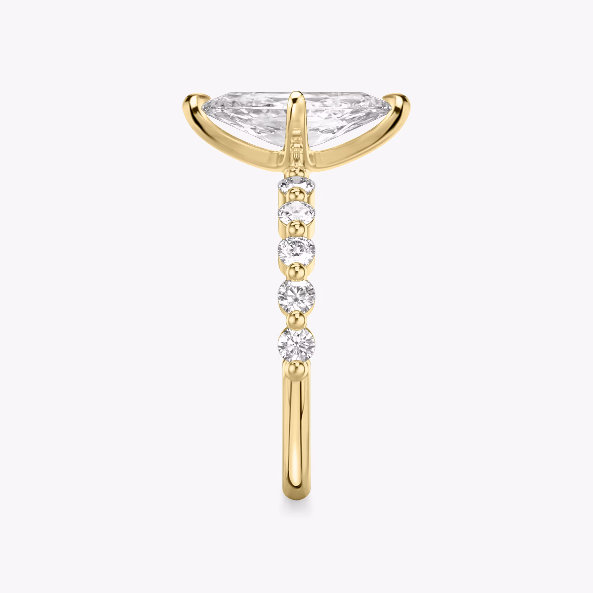 The Single Shared Prong | Marquise | 18k | Yellow Gold | bandAccent: Plain | bandStoneStyle: large | diamondOrientation: vertical | caratWeight: other