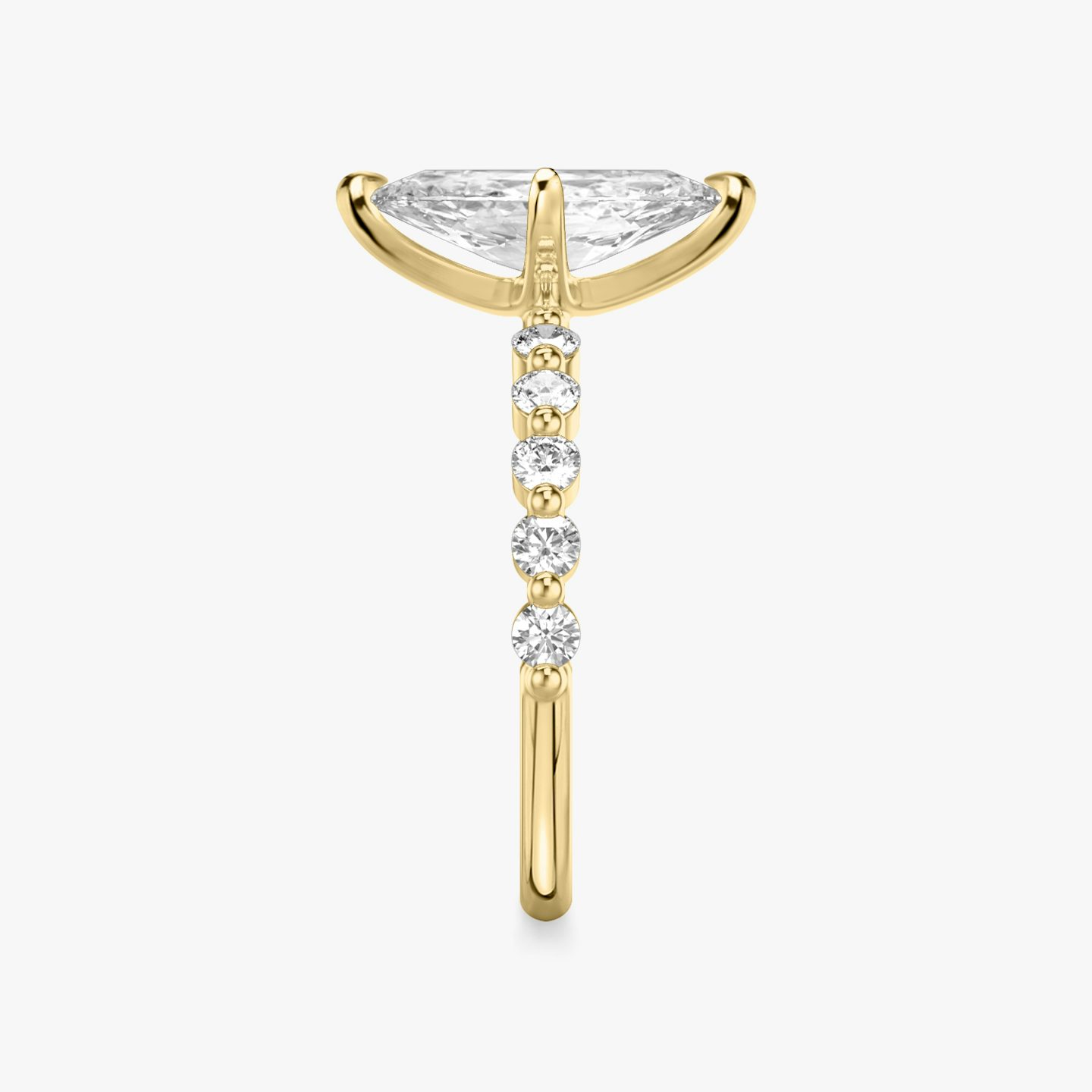 The Single Shared Prong | Marquise | 18k | Yellow Gold | bandAccent: Plain | bandStoneStyle: large | diamondOrientation: vertical | caratWeight: other