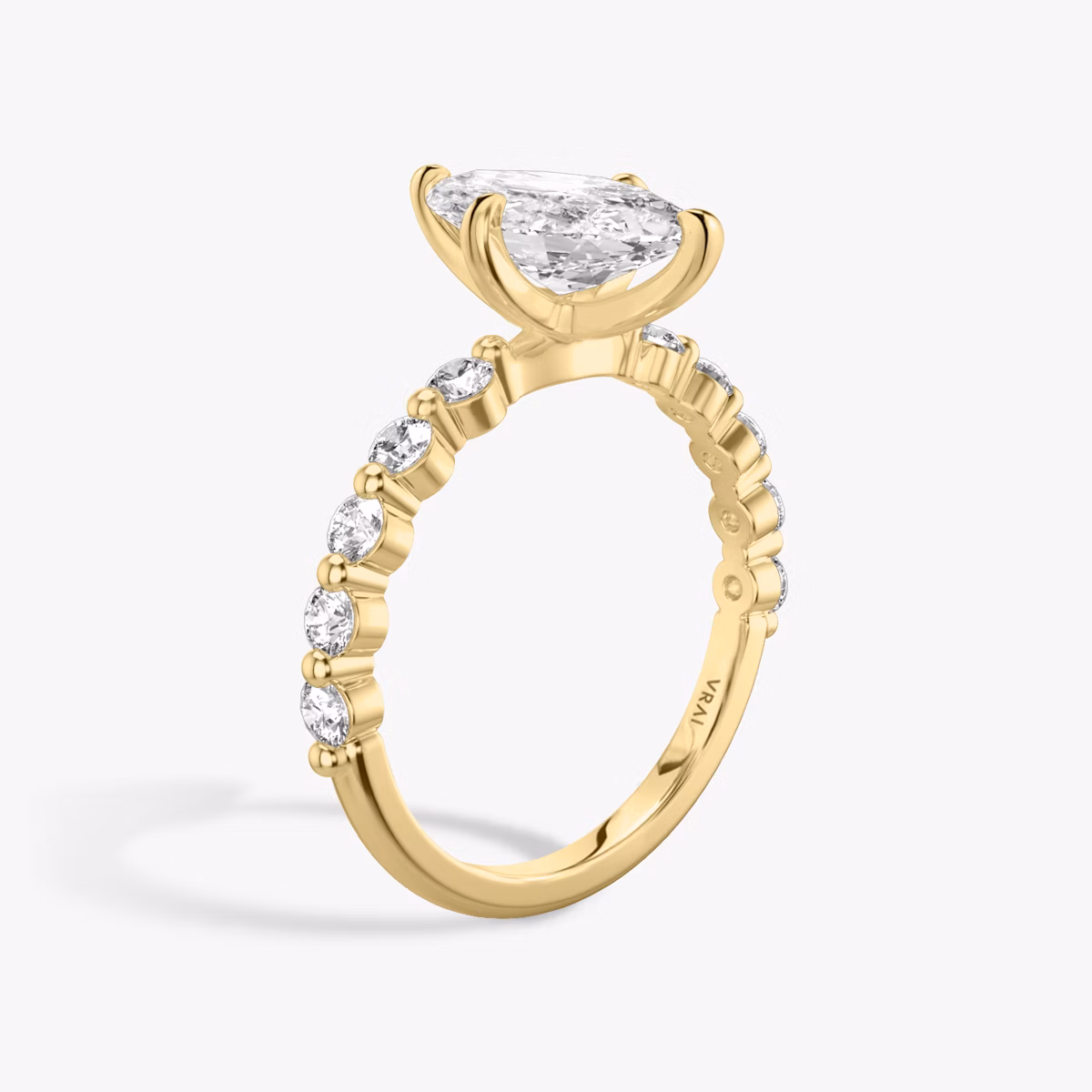 The Single Shared Prong | Marquise | 18k | Yellow Gold | bandAccent: Plain | bandStoneStyle: large | diamondOrientation: vertical | caratWeight: other