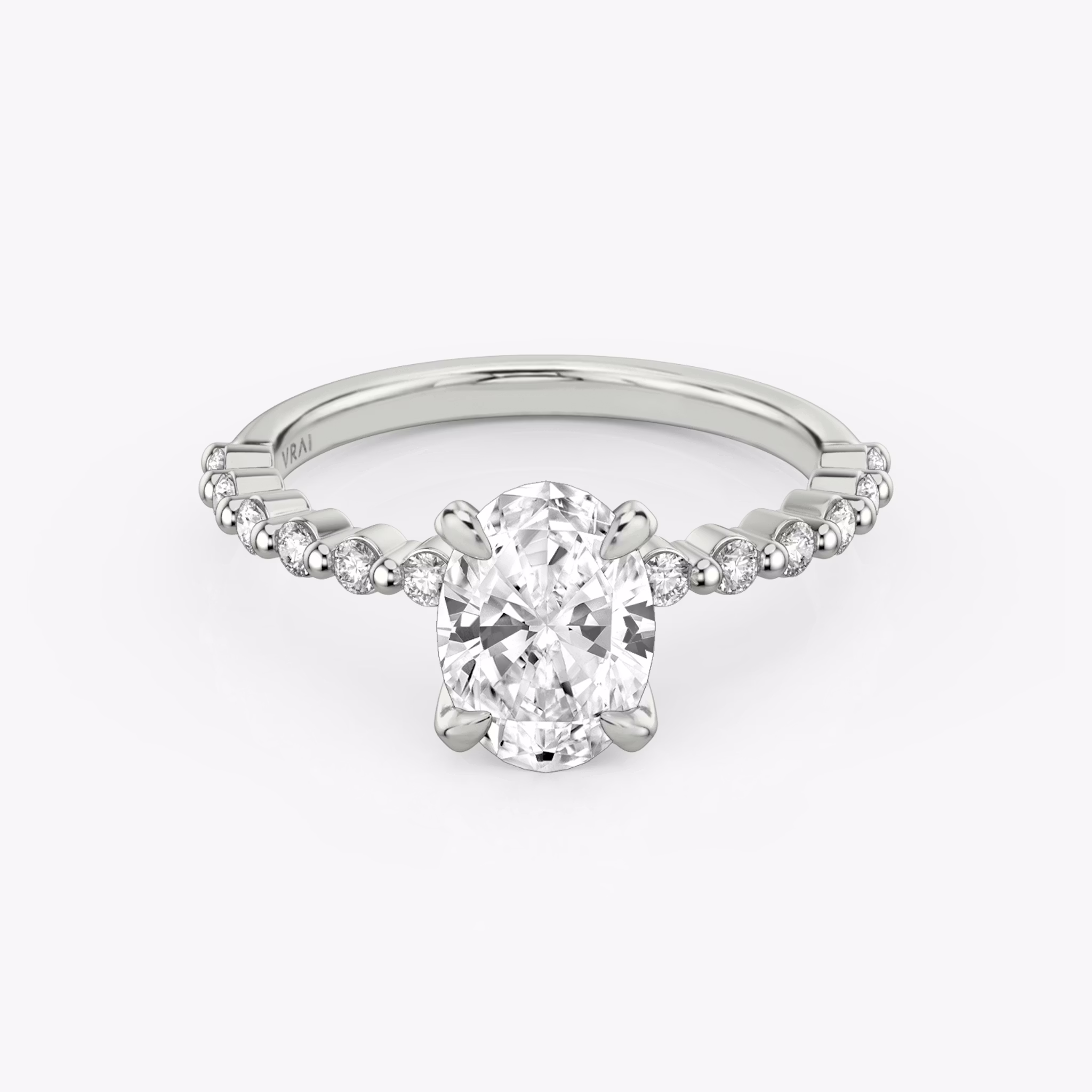 The Single Shared Prong | Oval | Platinum | bandAccent: Plain | bandStoneStyle: original | diamondOrientation: vertical | caratWeight: other
