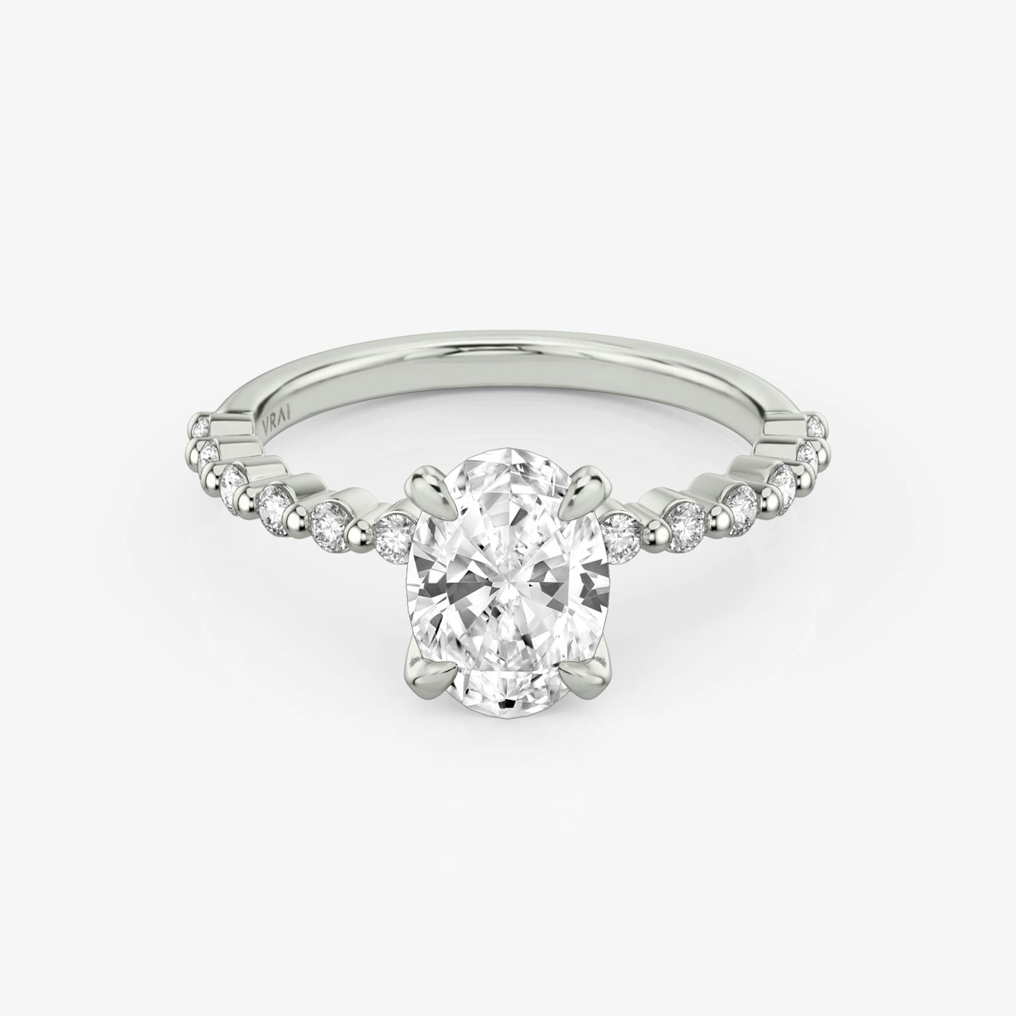 Single Shared Prong | Oval | Platin | bandAccent: Ohne Pavé-Besatz | bandStoneStyle: original | diamondOrientation: vertical | caratWeight: other