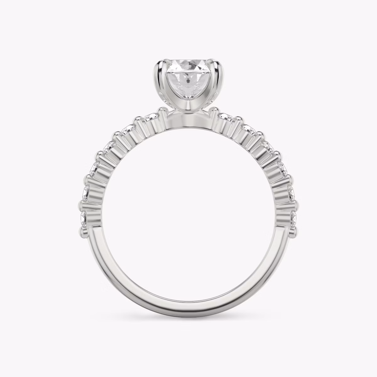 The Single Shared Prong | Oval | 18k | White Gold | bandAccent: Plain | bandStoneStyle: original | diamondOrientation: vertical | caratWeight: other