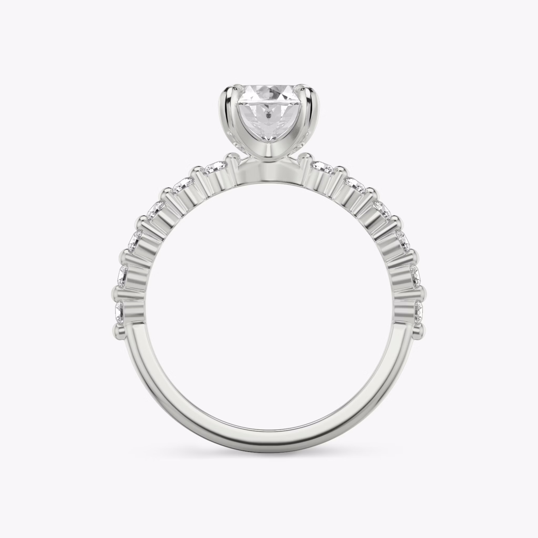 The Single Shared Prong | Oval | Platinum | bandAccent: Plain | bandStoneStyle: original | diamondOrientation: vertical | caratWeight: other