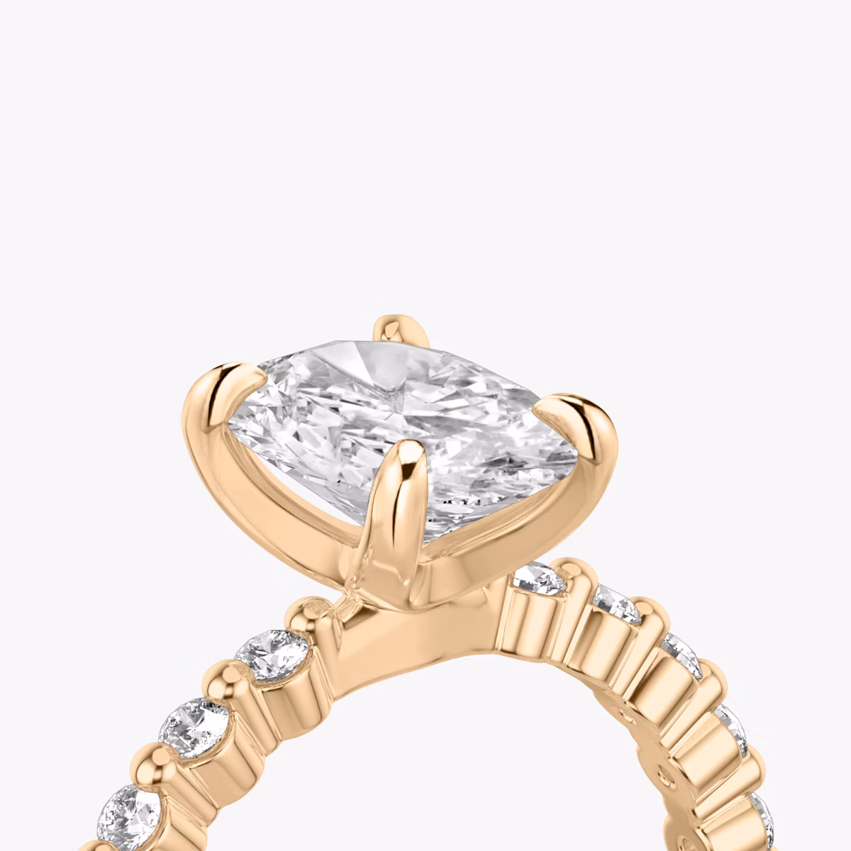 The Single Shared Prong | Oval | 14k | Rose Gold | bandAccent: Plain | bandStoneStyle: original | diamondOrientation: vertical | caratWeight: other