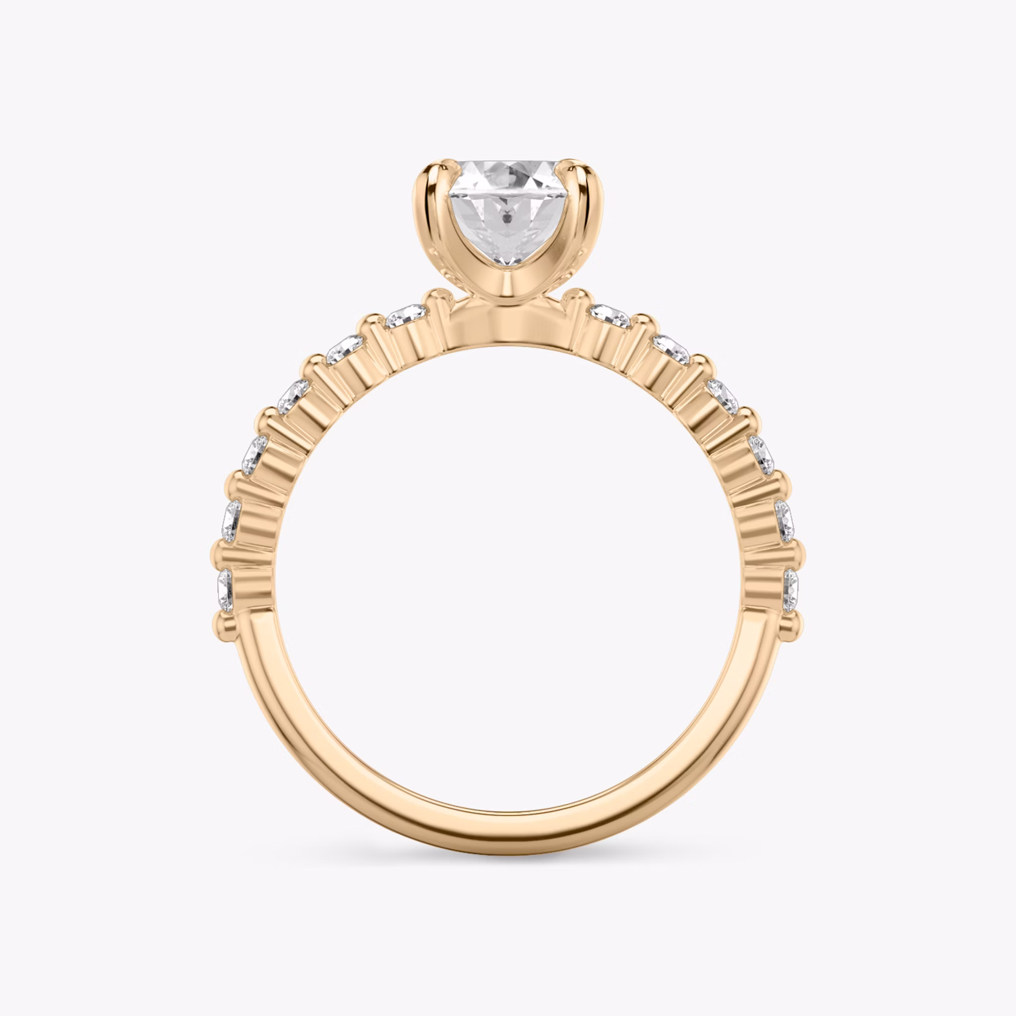 The Single Shared Prong | Oval | 14k | Rose Gold | bandAccent: Plain | bandStoneStyle: original | diamondOrientation: vertical | caratWeight: other