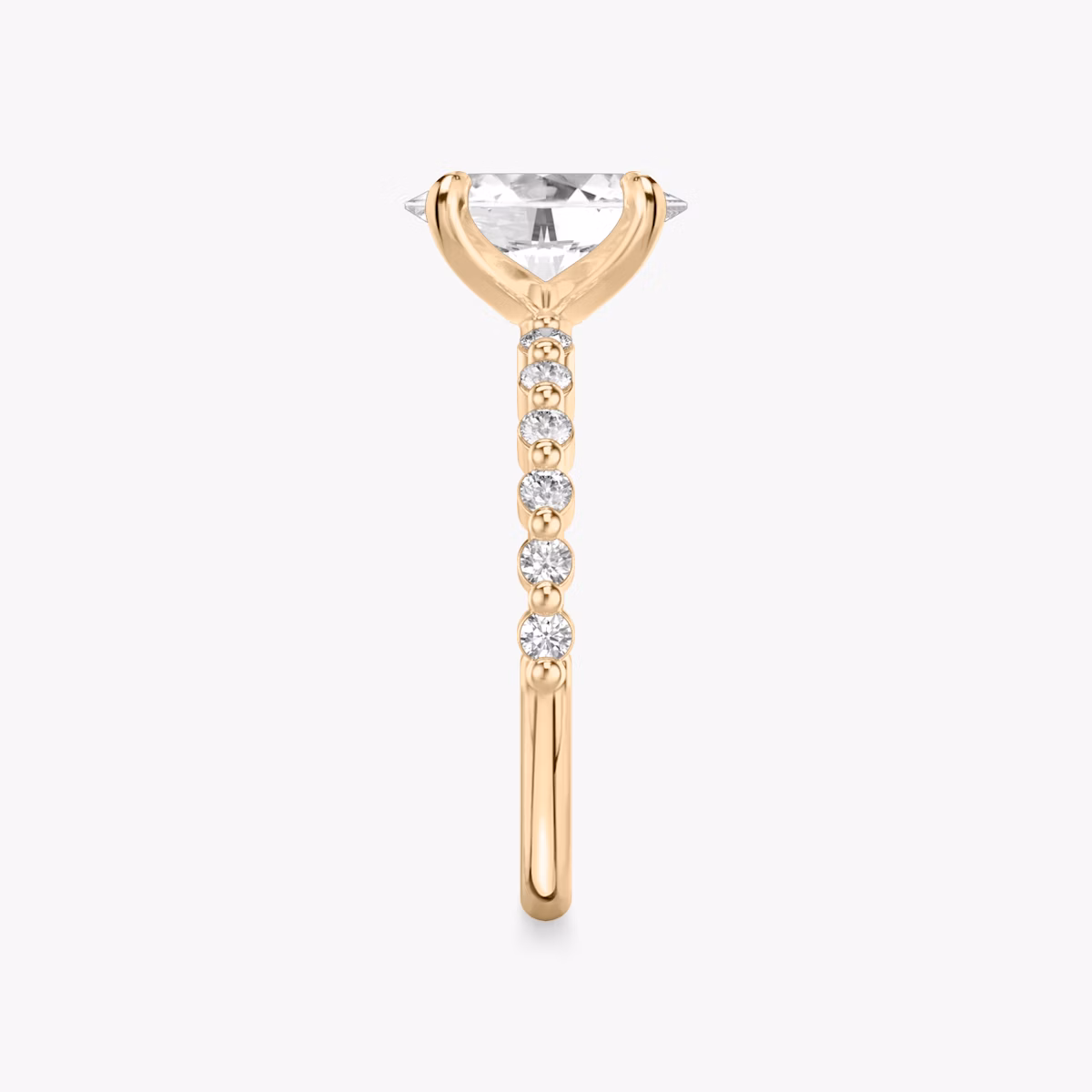 The Single Shared Prong | Oval | 14k | Rose Gold | bandAccent: Plain | bandStoneStyle: original | diamondOrientation: vertical | caratWeight: other