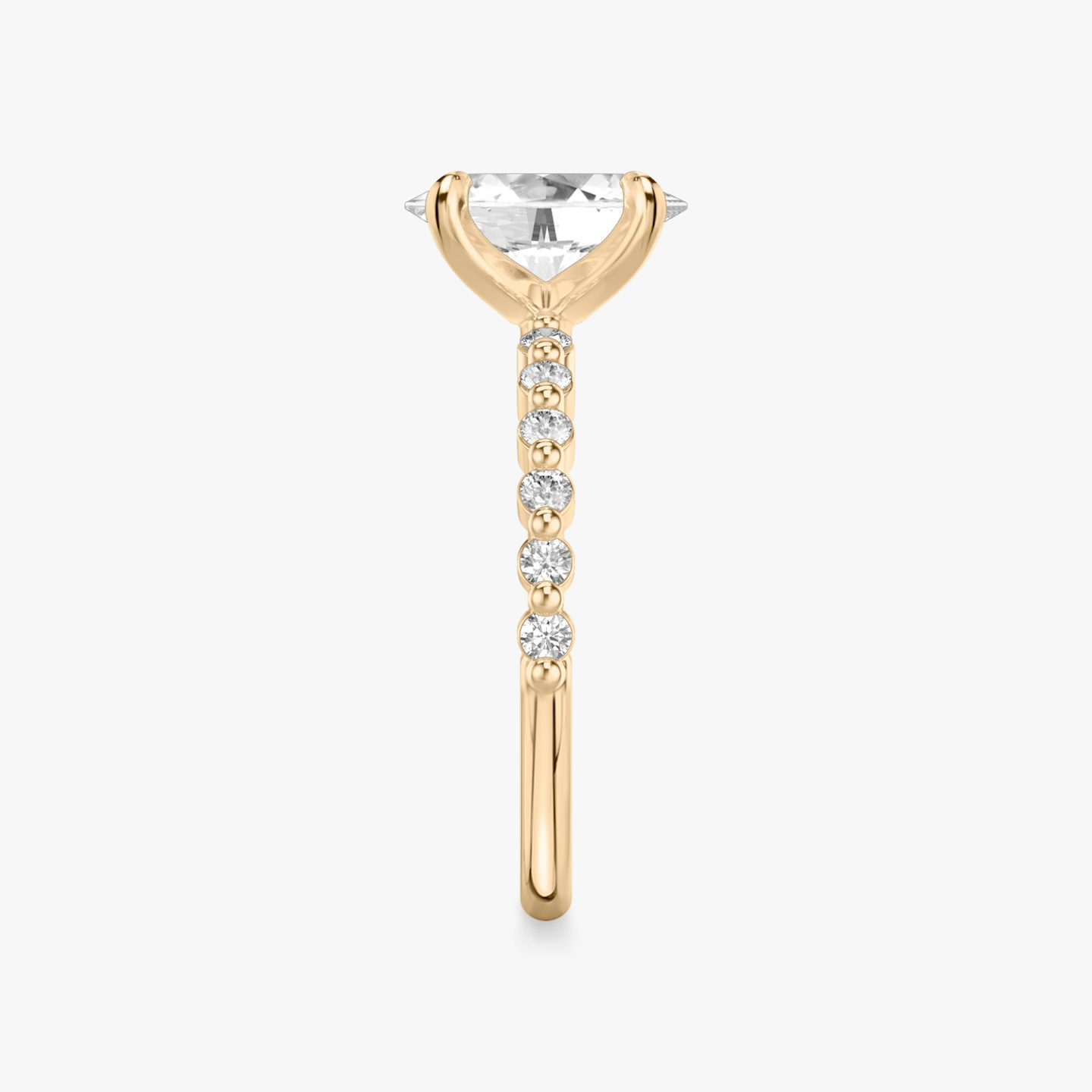 The Single Shared Prong | Oval | 14k | Rose Gold | bandAccent: Plain | bandStoneStyle: original | diamondOrientation: vertical | caratWeight: other