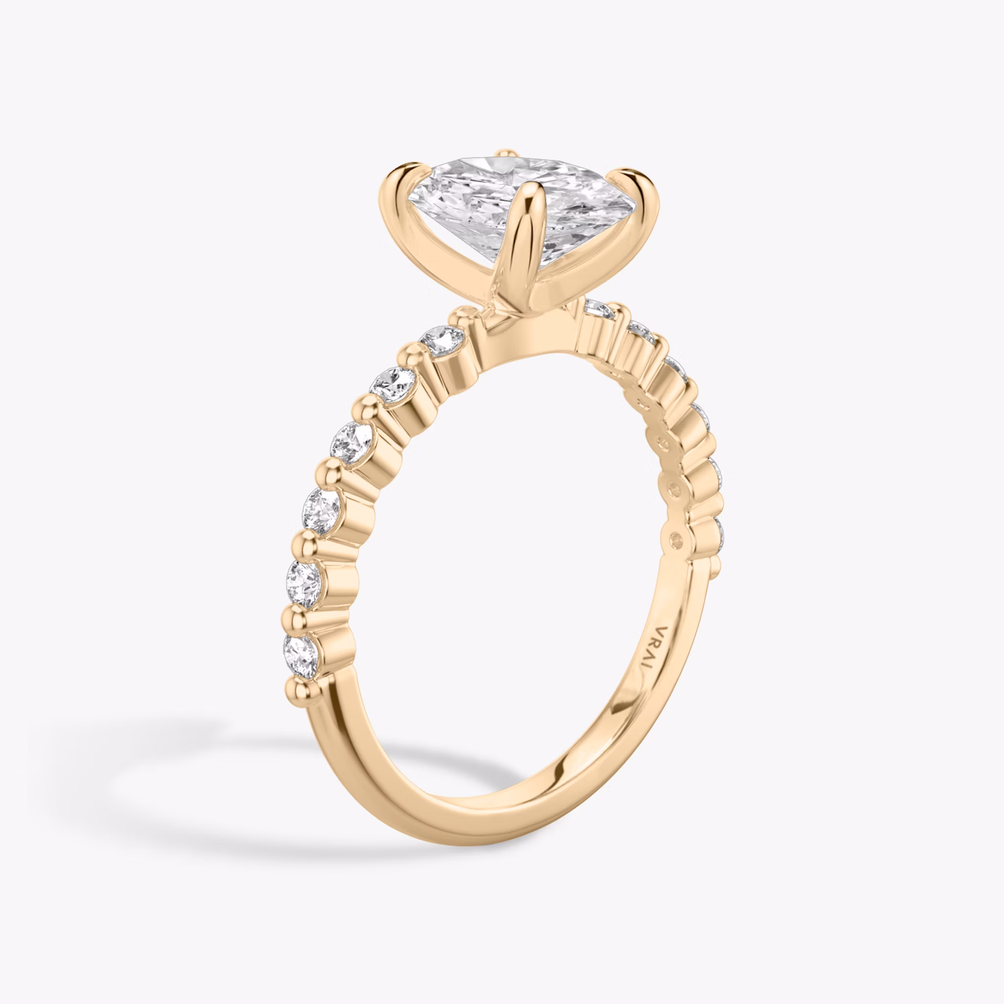 The Single Shared Prong | Oval | 14k | Rose Gold | bandAccent: Plain | bandStoneStyle: original | diamondOrientation: vertical | caratWeight: other