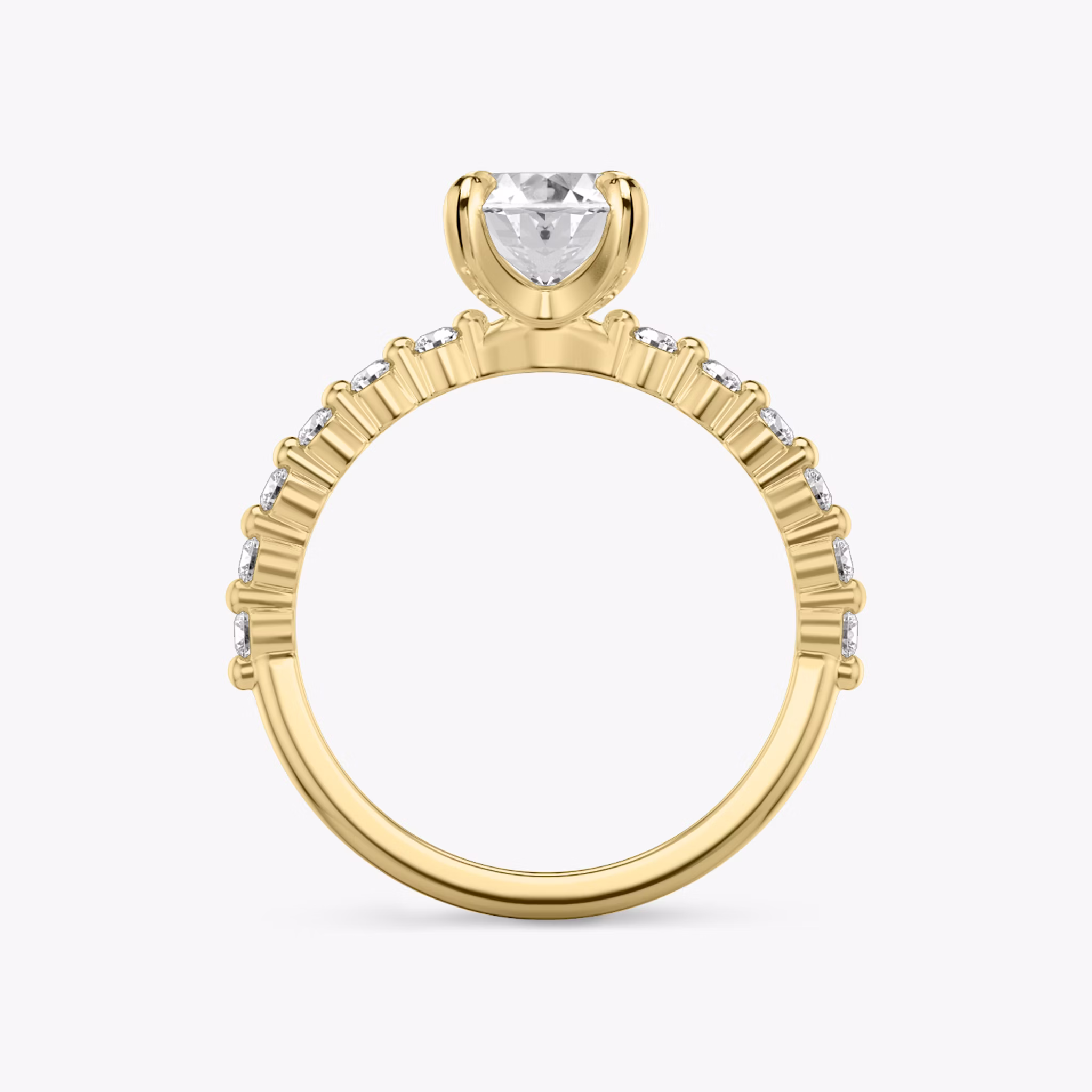 The Single Shared Prong | Oval | 18k | Yellow Gold | bandAccent: Plain | bandStoneStyle: original | diamondOrientation: vertical | caratWeight: other