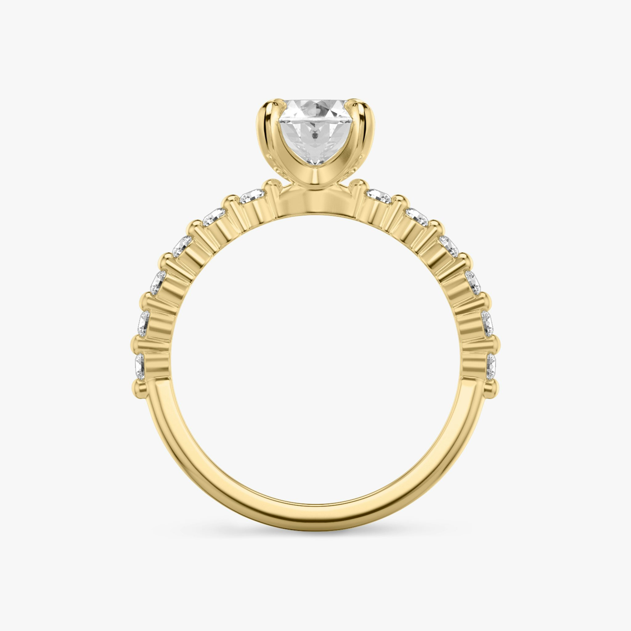 The Single Shared Prong | Oval | 18k | Yellow Gold | bandAccent: Plain | bandStoneStyle: original | diamondOrientation: vertical | caratWeight: other