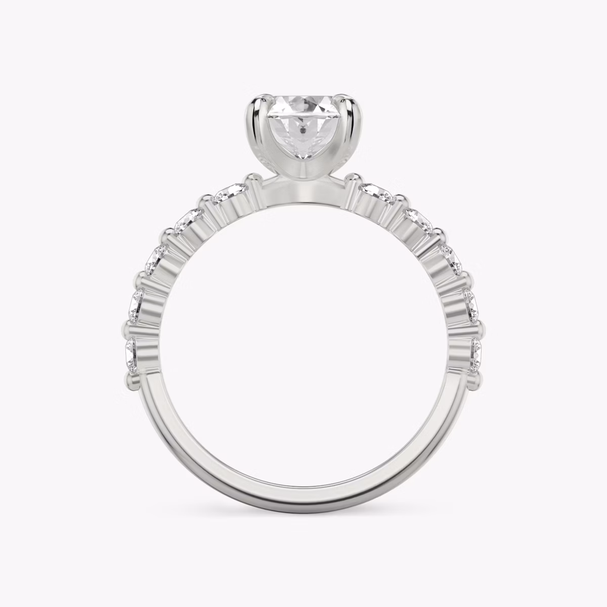The Single Shared Prong | Oval | 18k | White Gold | bandAccent: Plain | bandStoneStyle: large | diamondOrientation: vertical | caratWeight: other