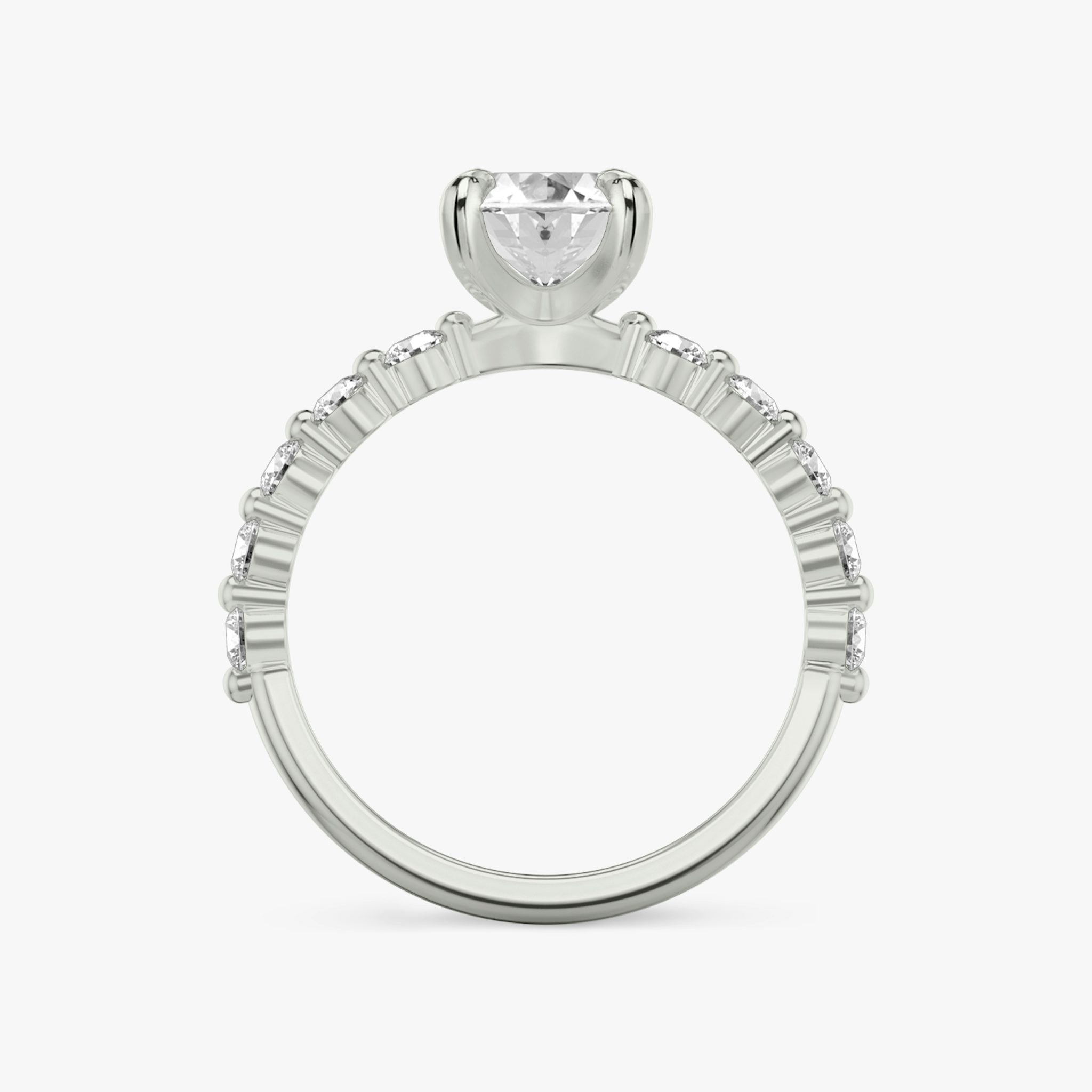 The Single Shared Prong | Oval | 18k | White Gold | bandAccent: Plain | bandStoneStyle: large | diamondOrientation: vertical | caratWeight: other